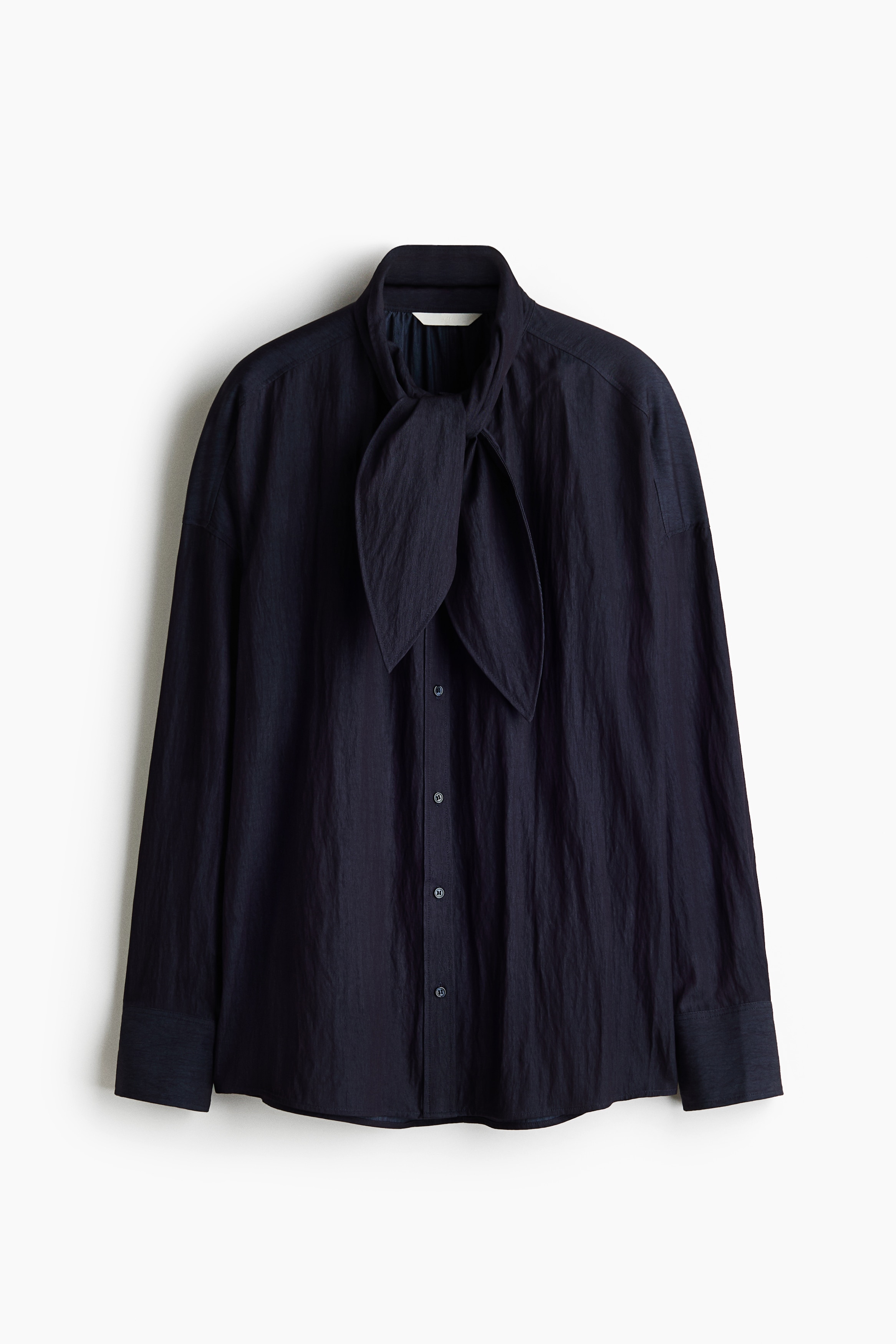 Oversized scarf-collar shirt - Navy blue