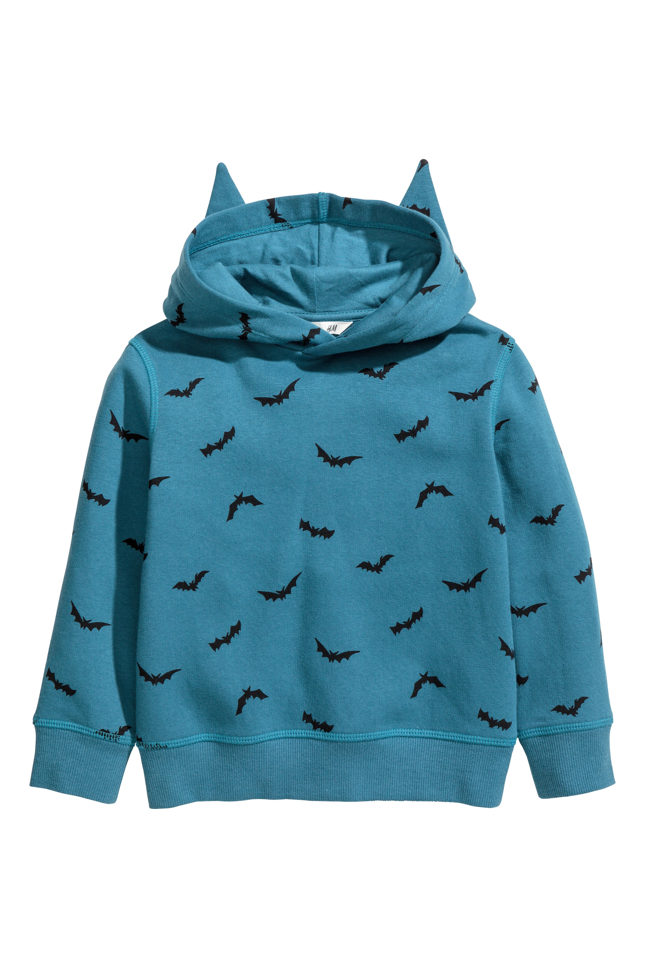 View larger image: Printed hooded top - Petrol/Bats - Kids | H&M GB 1