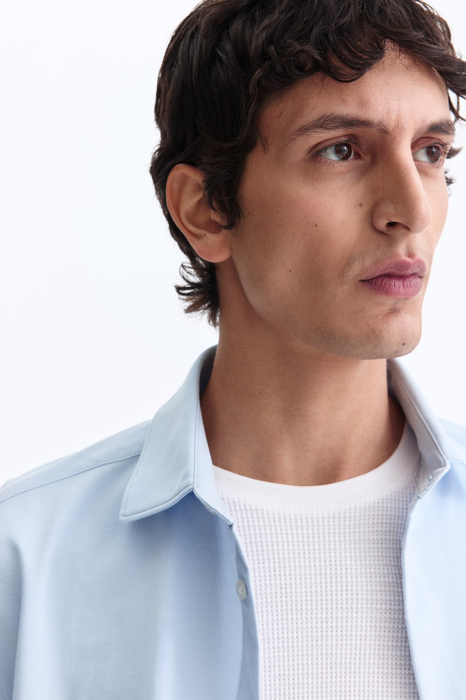 חולצה Four-Way Stretch Slim Fit - תכלת/לבן/שחור - 6