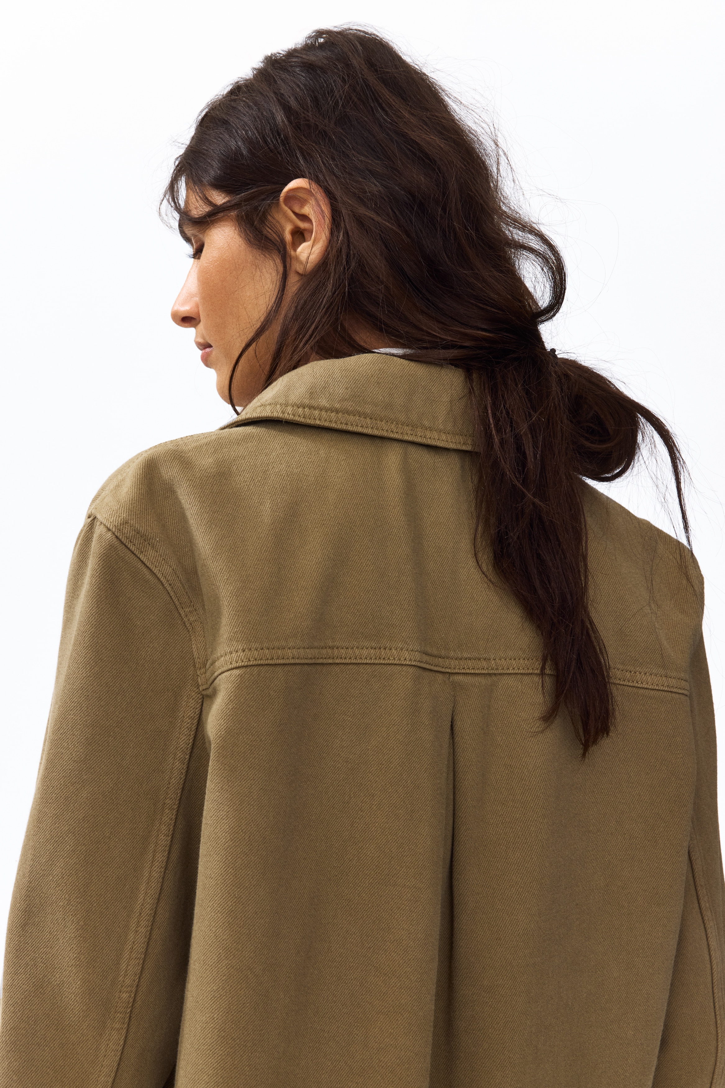 コットンツイルシャツジャケット - カーキグリーン - レディース | H&M JP