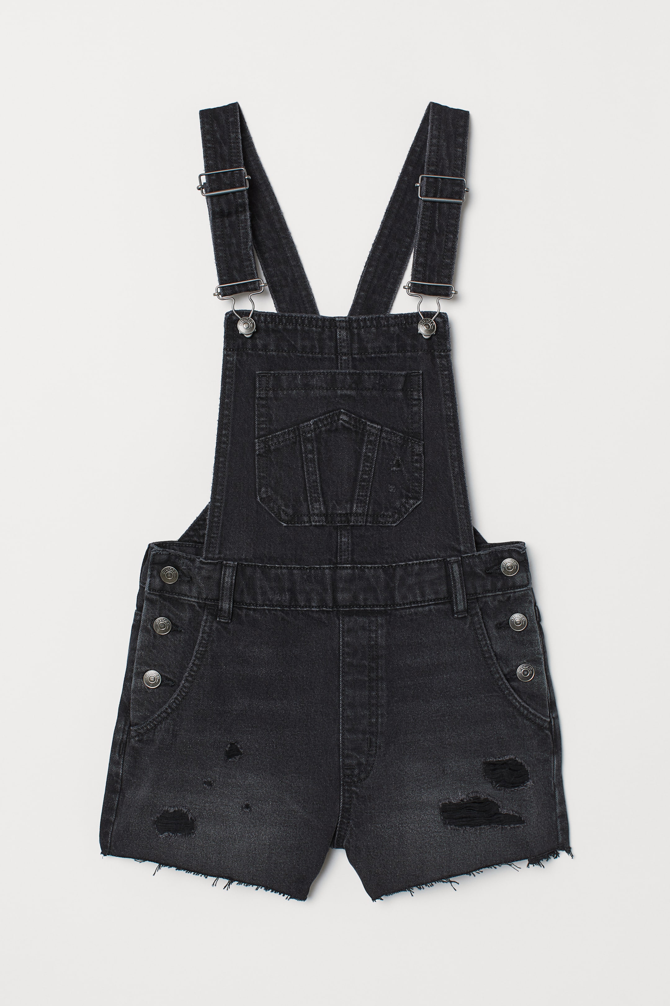 Zobrazit větší obrázek: Džínové šortky s laclem - Černá - ŽENY | H&M CZ 1