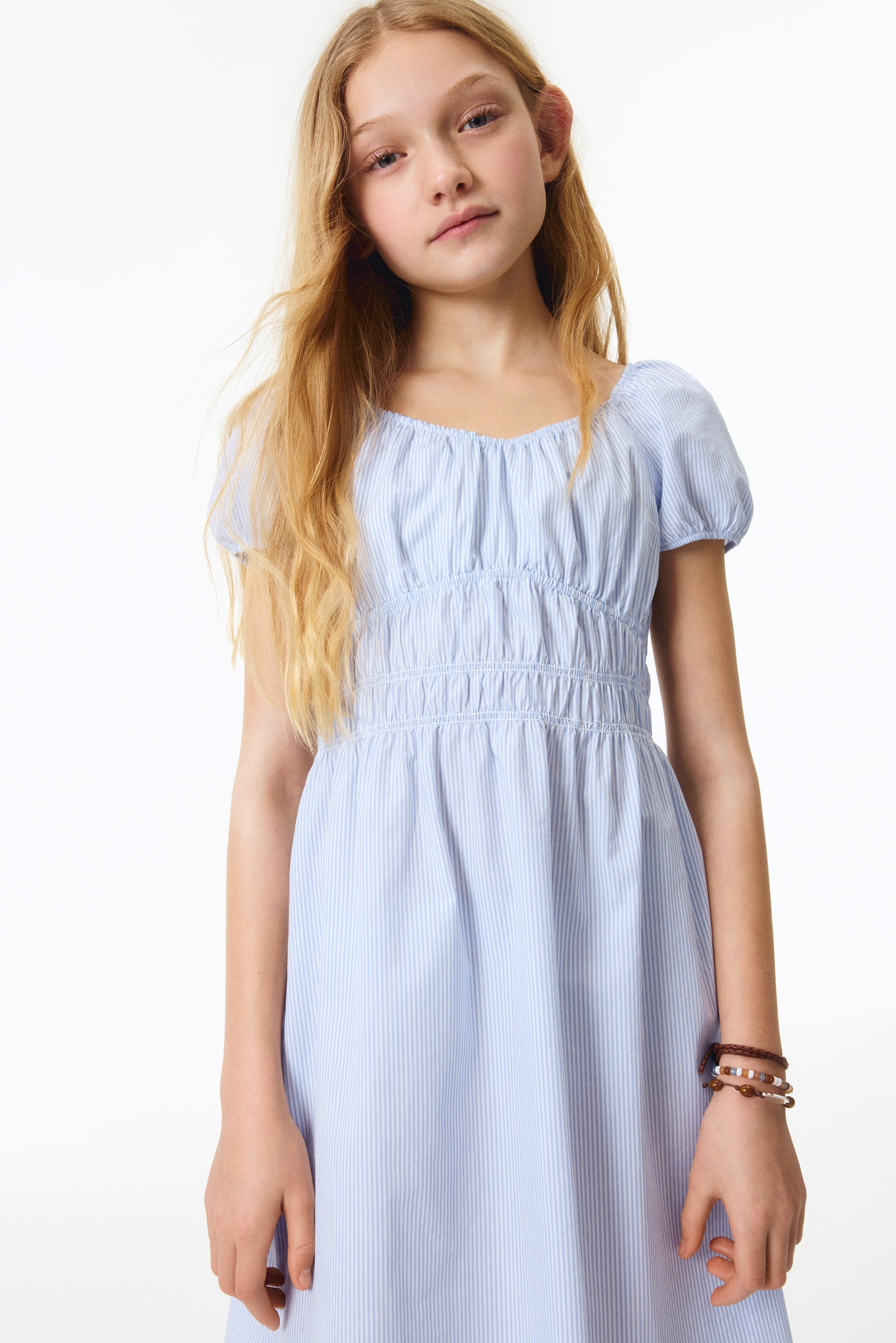 Детские платья H&M Puff-Sleeved Cotton Dress — фото 4