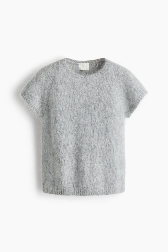 Pullover aus Mohairmix - Hellgraumeliert/Puderrosa - 1