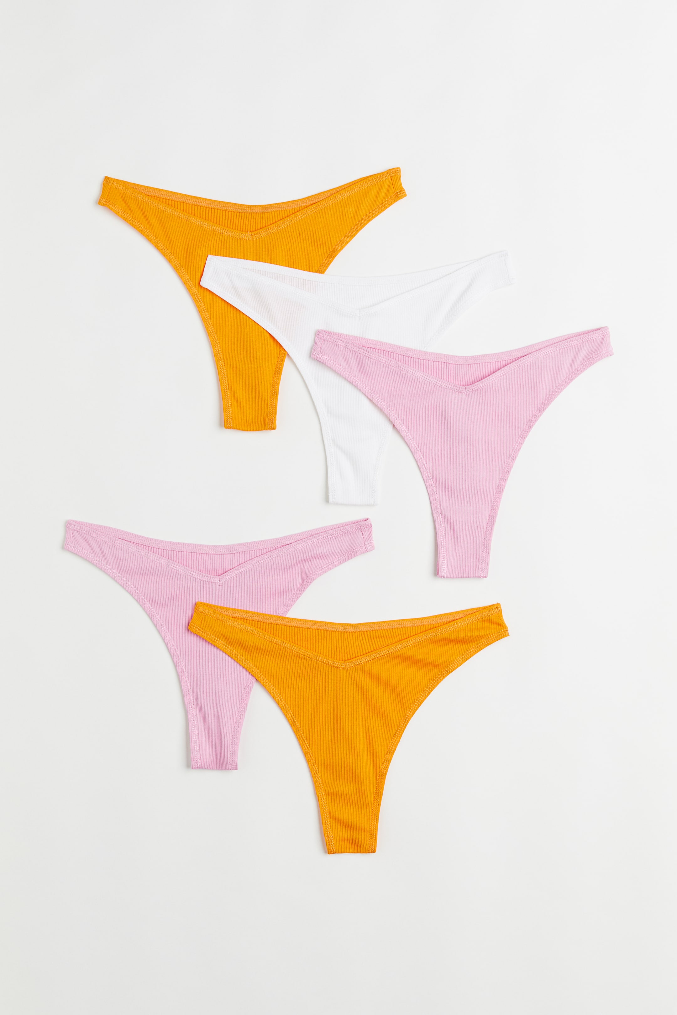 View larger image: 5-pack ribbed thong briefs - Orange/Light pink - Ladies | H&M 1