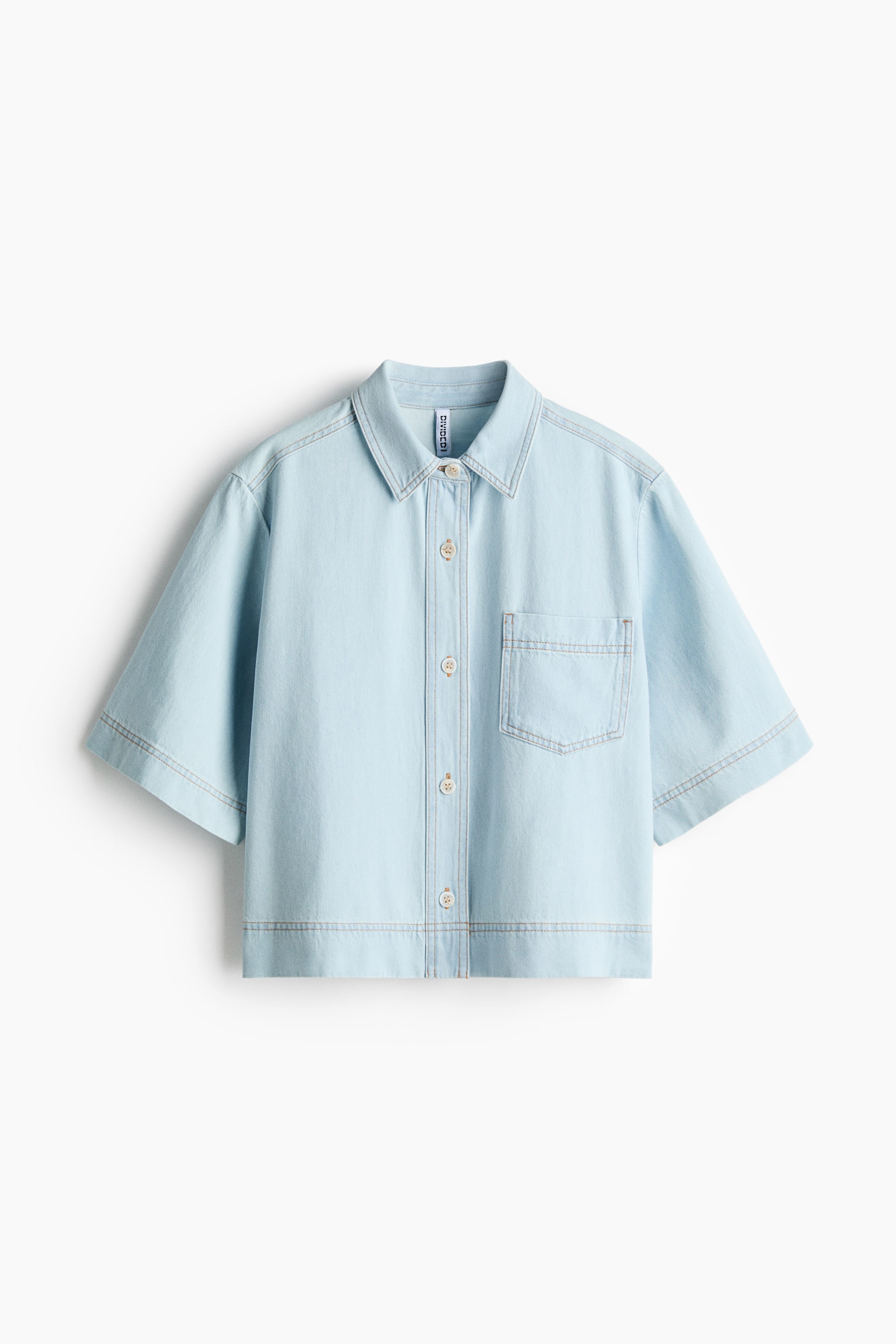 Short-sleeved denim shirt - Light denim blue - Ladies | H&M SG