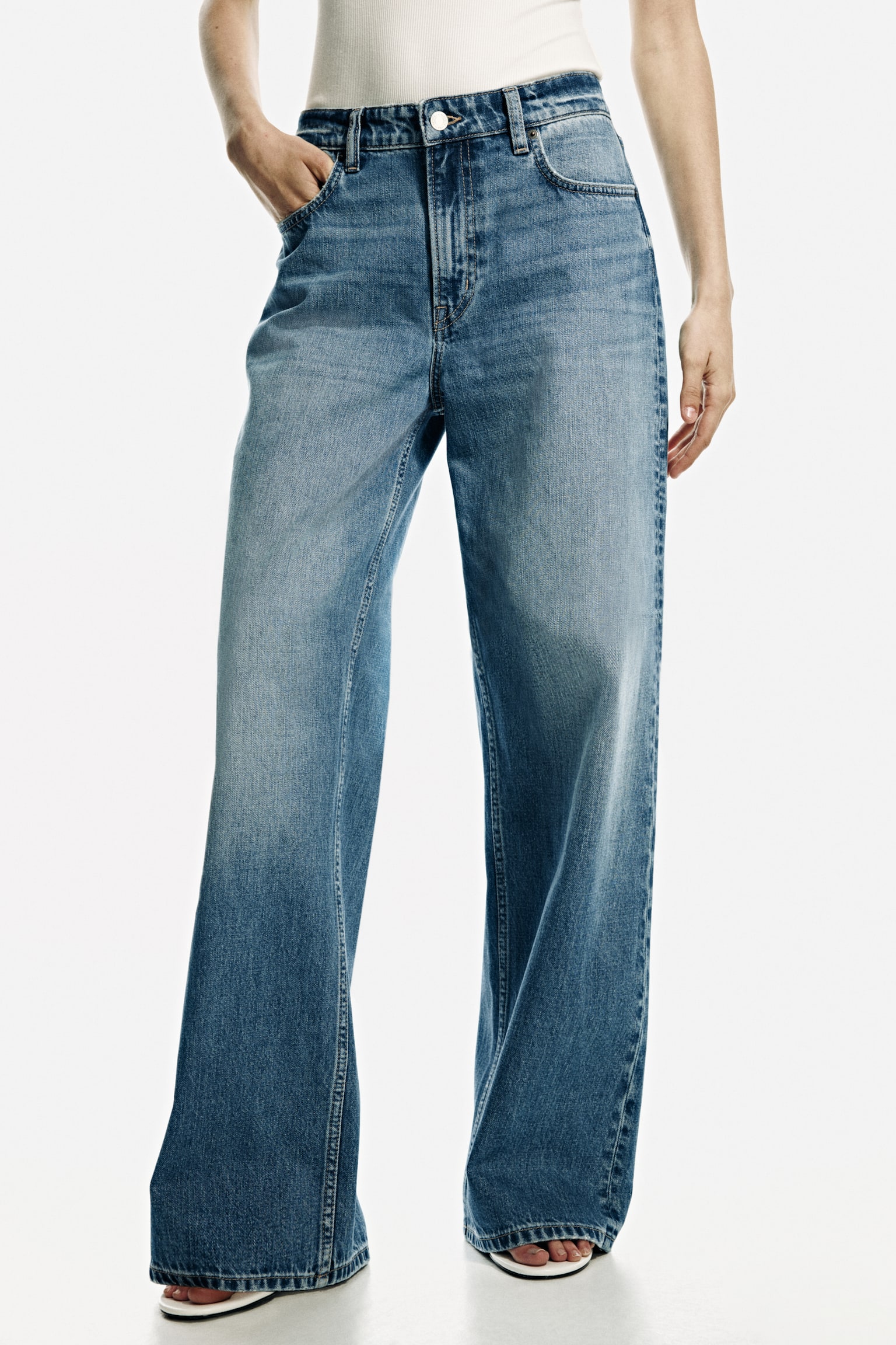 Jean ample taille hauteur classique - Bleu denim clair/Gris denim/Bleu denim - 8