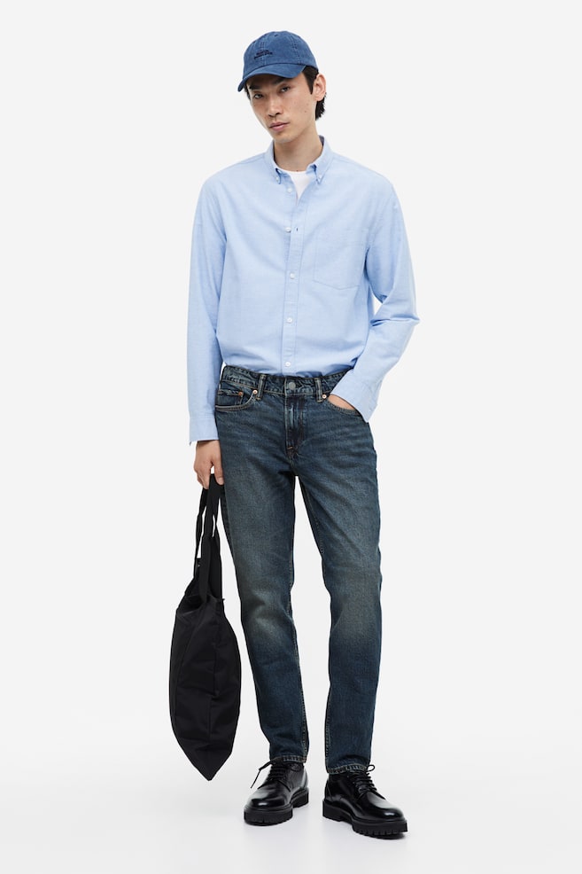 Regular Tapered Jeans - Bleu denim foncé/Bleu denim clair/Noir/No fade black/Beige/dc/dc - 1