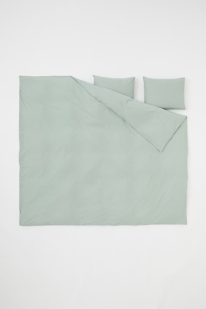 Cotton double/king duvet cover set - Sage green/White/Light beige/Greige/dc/dc/dc/dc/dc/dc/dc - 4