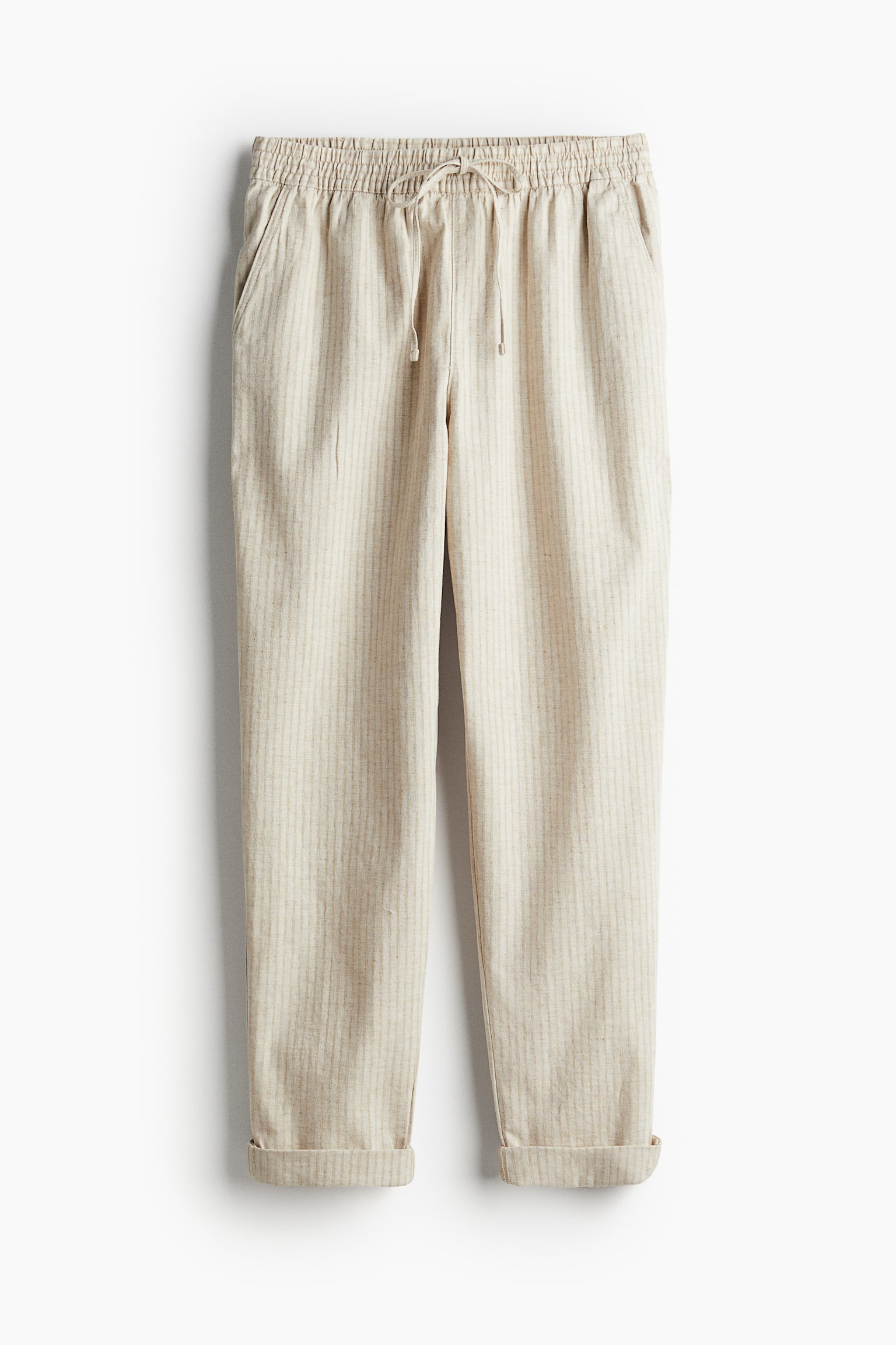 Linen-blend joggers - Beige/Striped/Black/Navy blue/Khaki green/Light beige/Light blue - 2