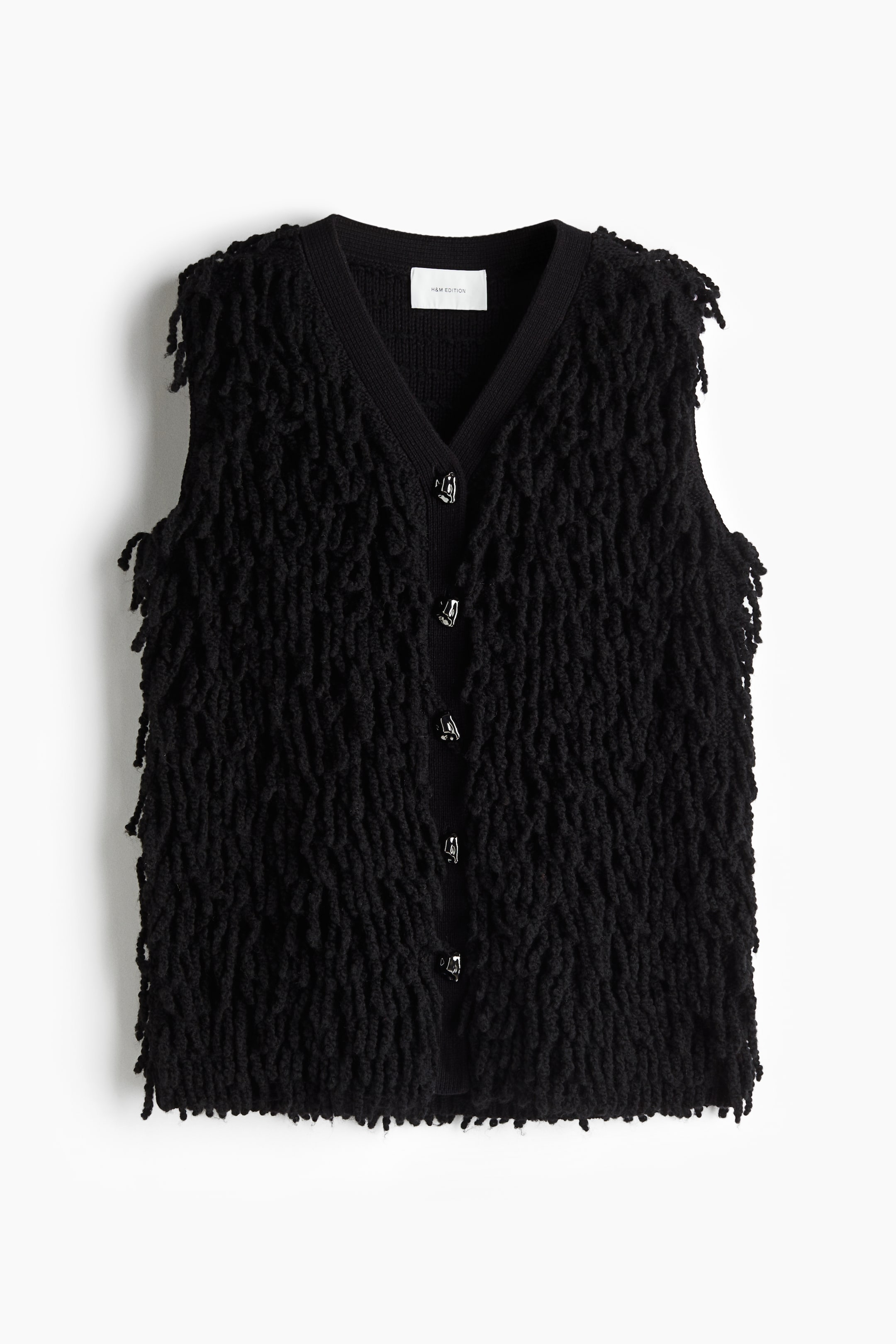 Wool-Blend Sweater Vest with Fringe