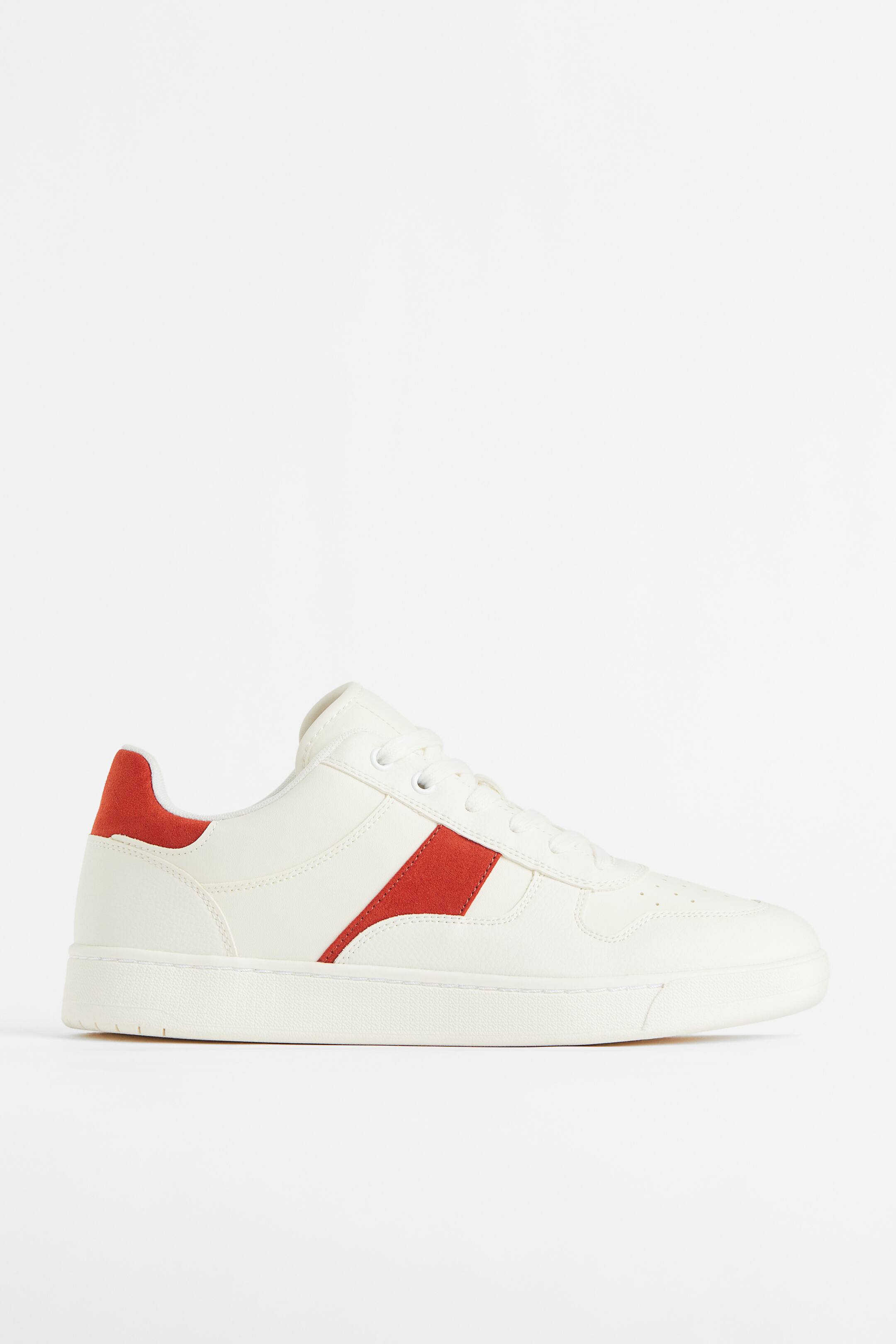 View larger image: Imitation leather trainers - White/Red - Men | H&M 1