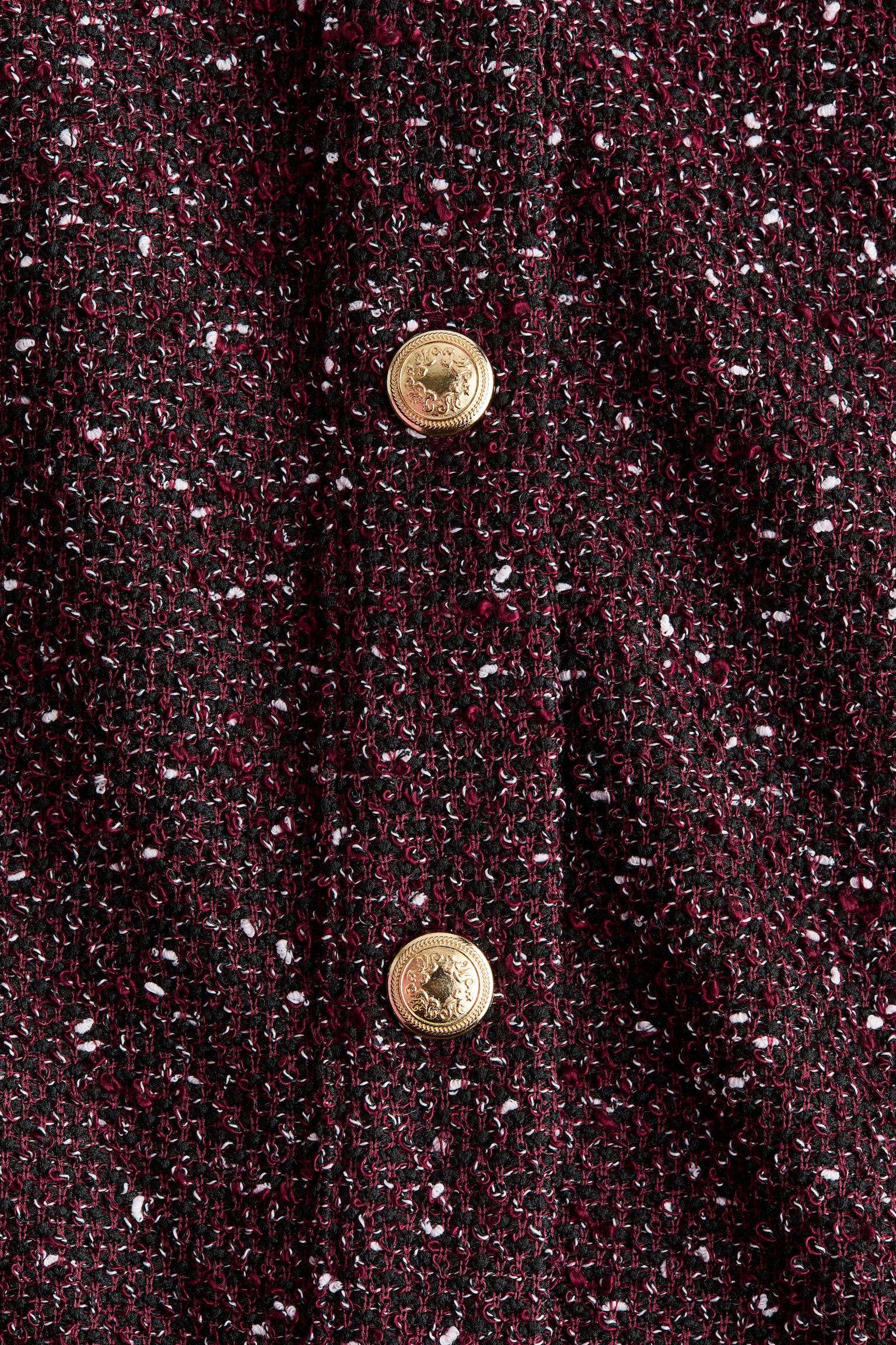 Женский кардиган H&M Short-Sleeved Bouclé-Knit, цвет: Бордовый — фото 6