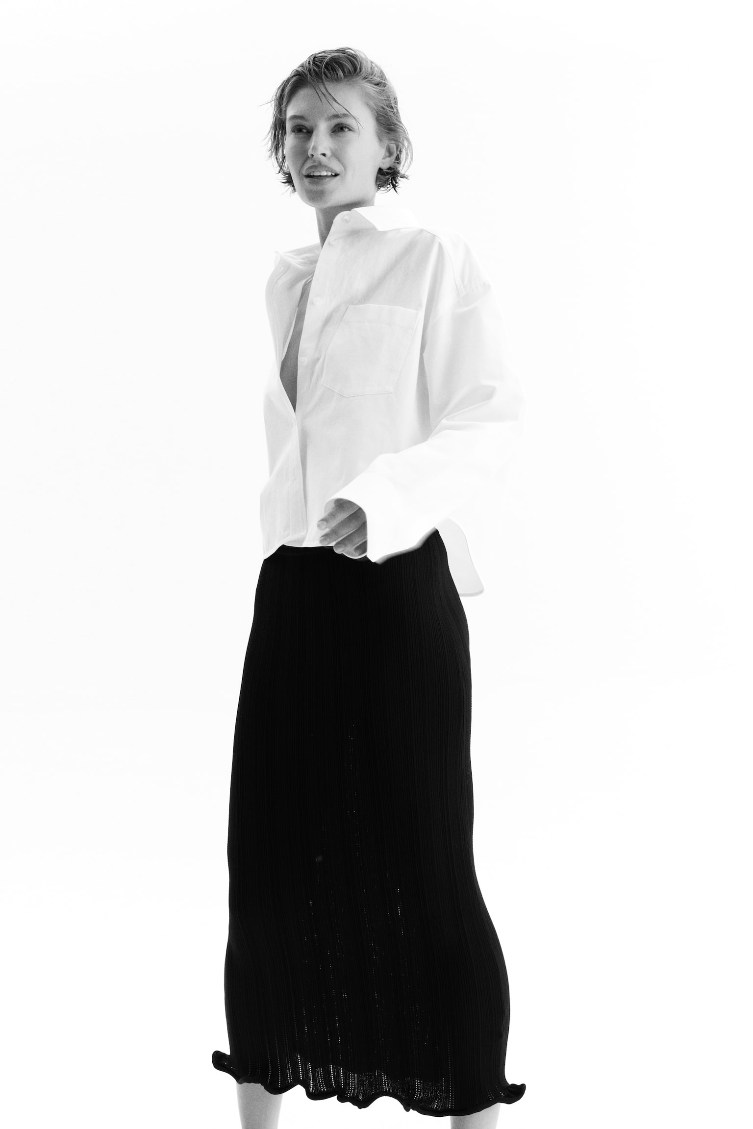 В’язана спідниця в рубчик - Чорний - 5