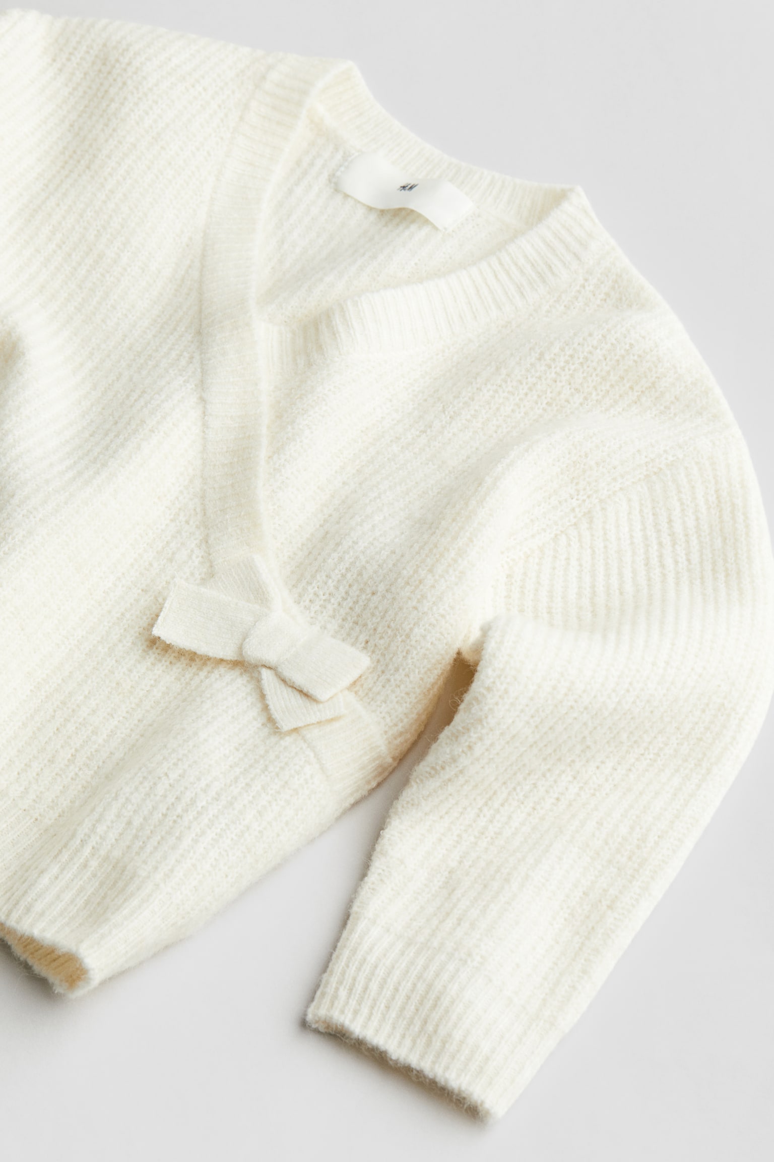 Wrap Front Sweater - White/Light grey marle - 5