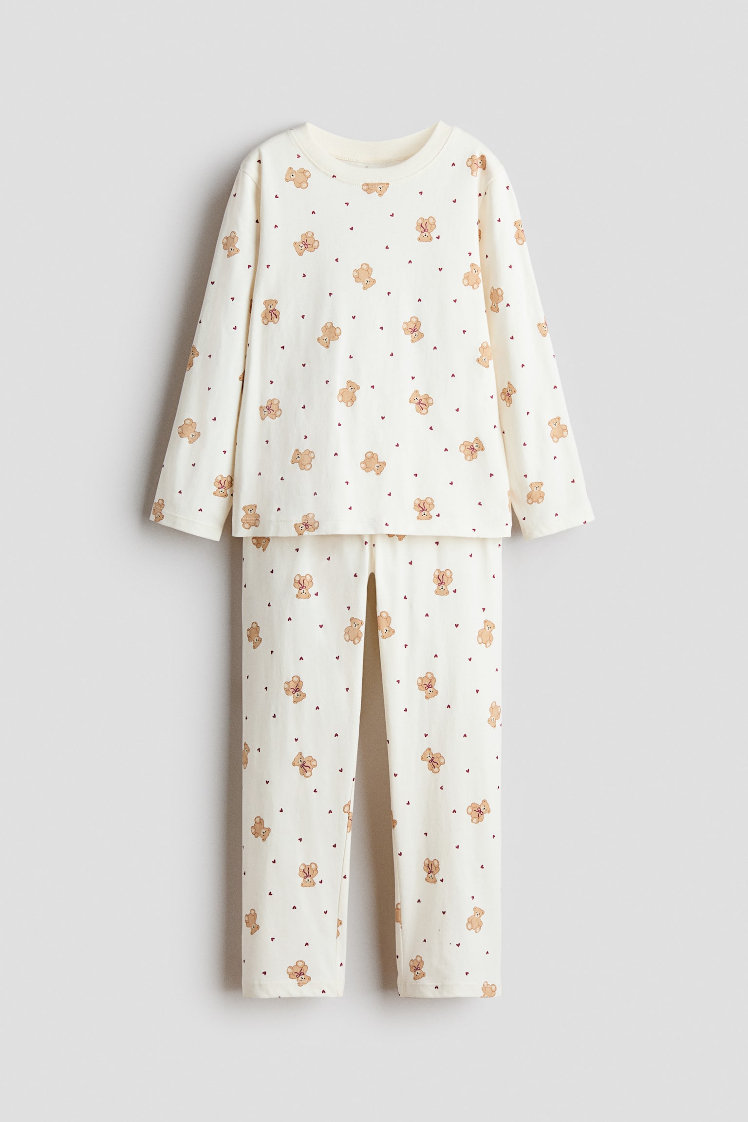 Printed cotton pyjamas - Cream/Teddy bears/Light dusty pink/Hearts/Light turquoise/Unicorns/Powder pink/Cats