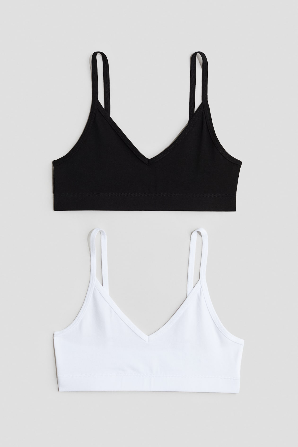 Lot de 2 crop tops à encolure en V - Noir/blanc - ENFANT | H&M BE