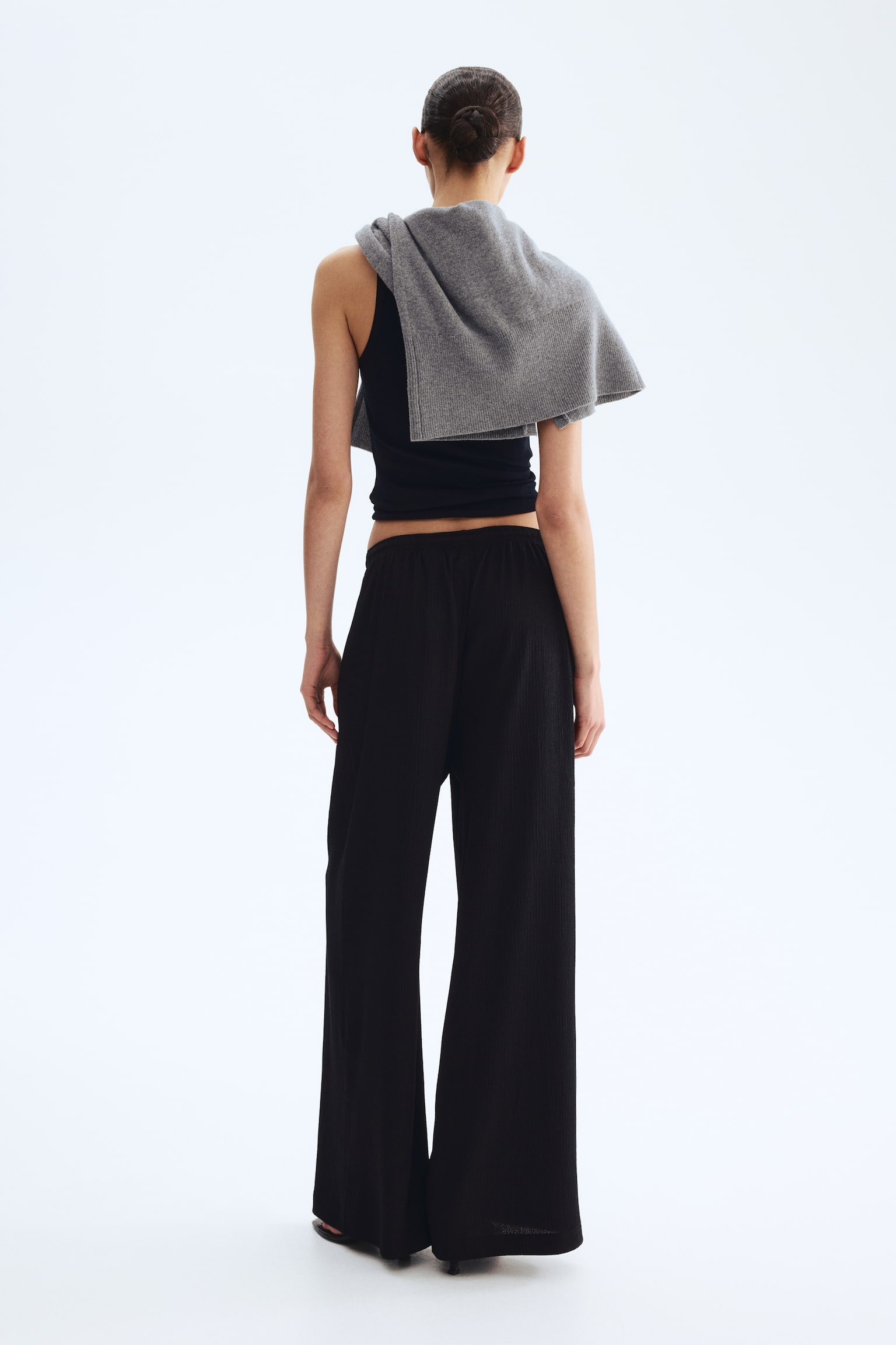 Wide pull-on trousers - Black/Dark brown/Dark brown/Leopard print/Cream/Striped/Beige - 8