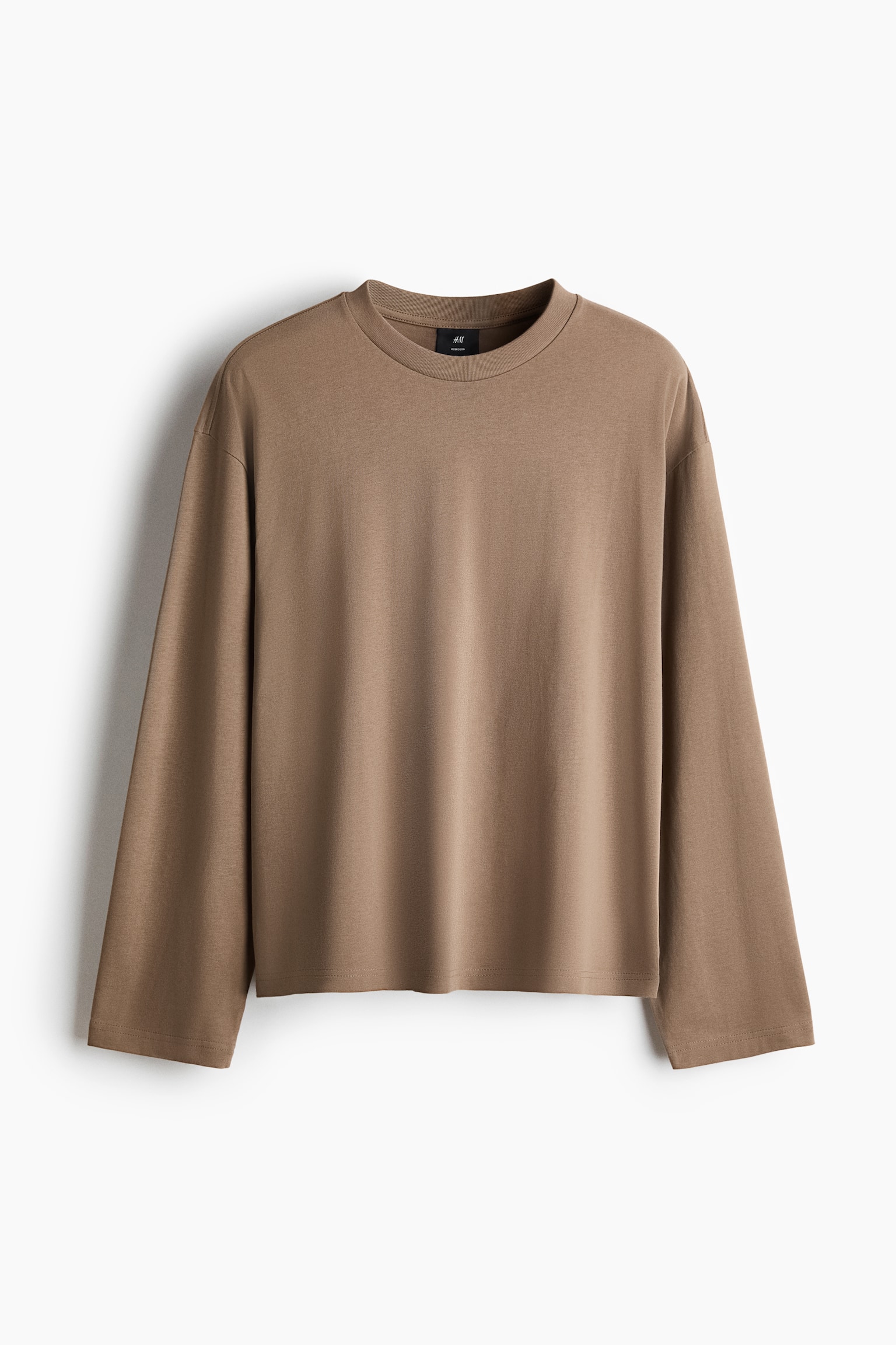 Oversized Long-Sleeved Jersey Shirt - Dark beige/Cream/striped/Navy blue/Black/White/Brown - 1