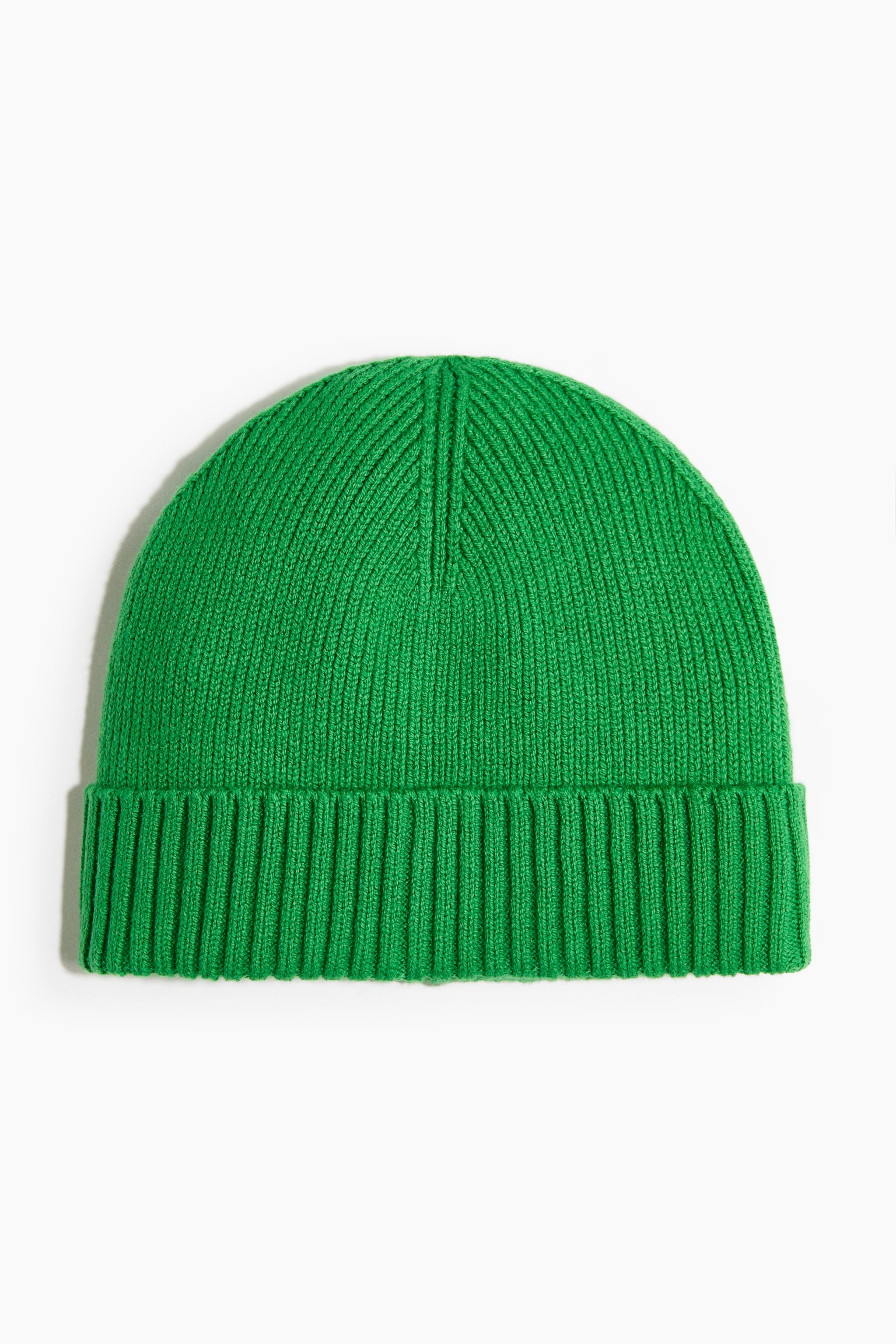 Rib-knit beanie - Bright green/Beige/Black
