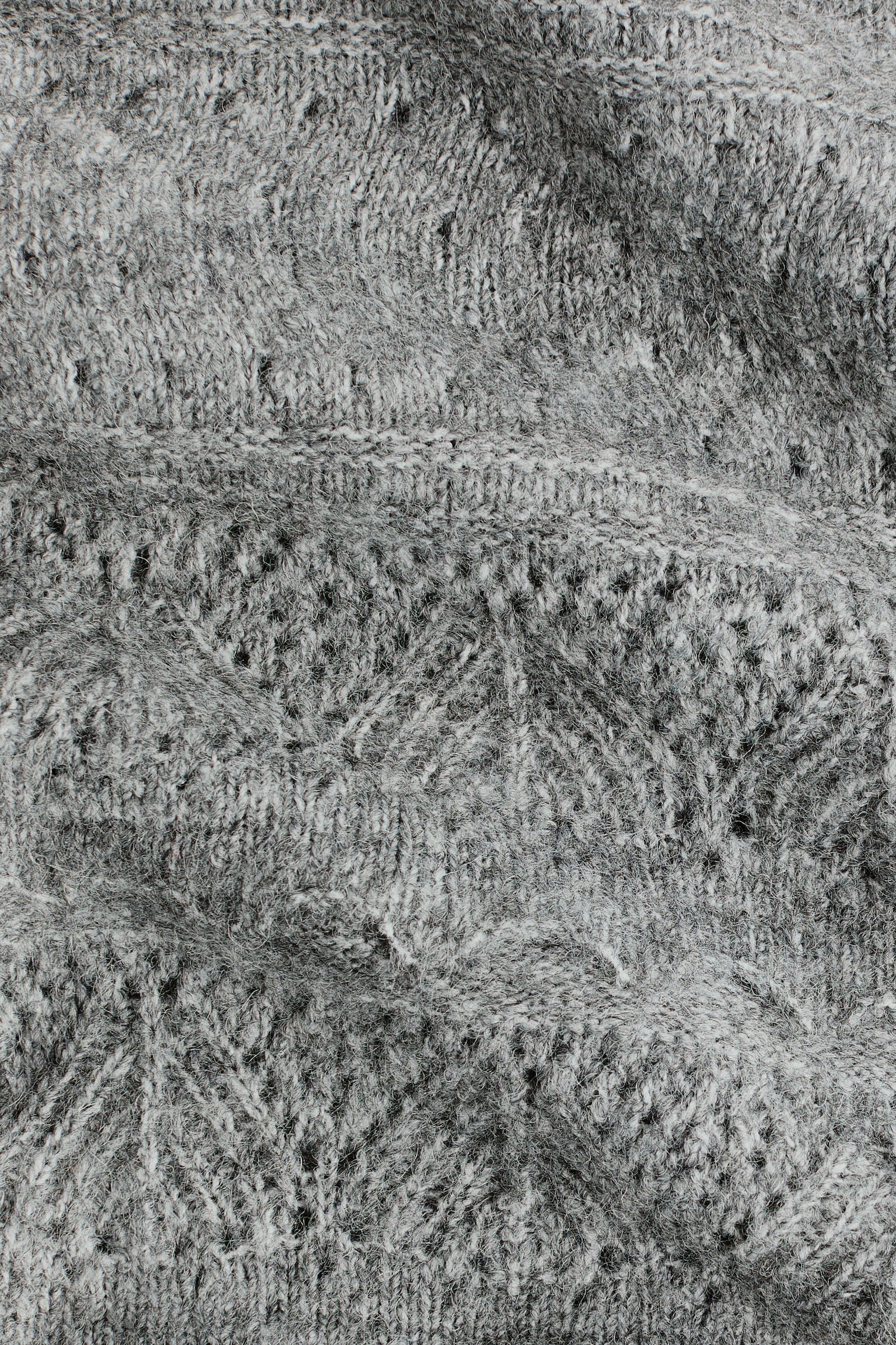 Pointelle-knit cardigan - Grey marl/White/Navy blue - 5