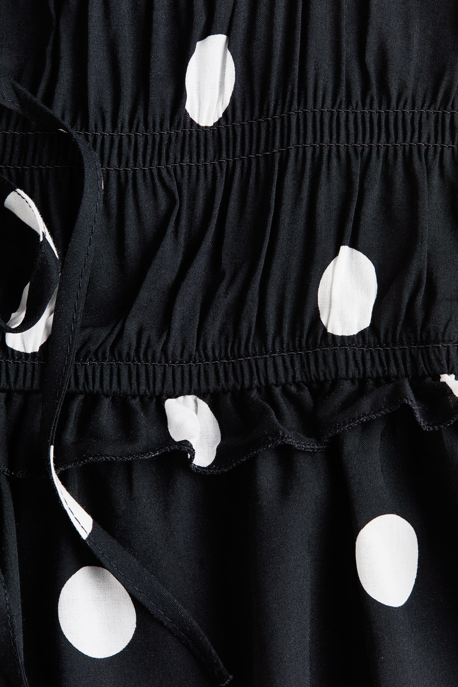 Tie-detail smocked top - Black/Spotted/Blue/Floral/Cream - 2