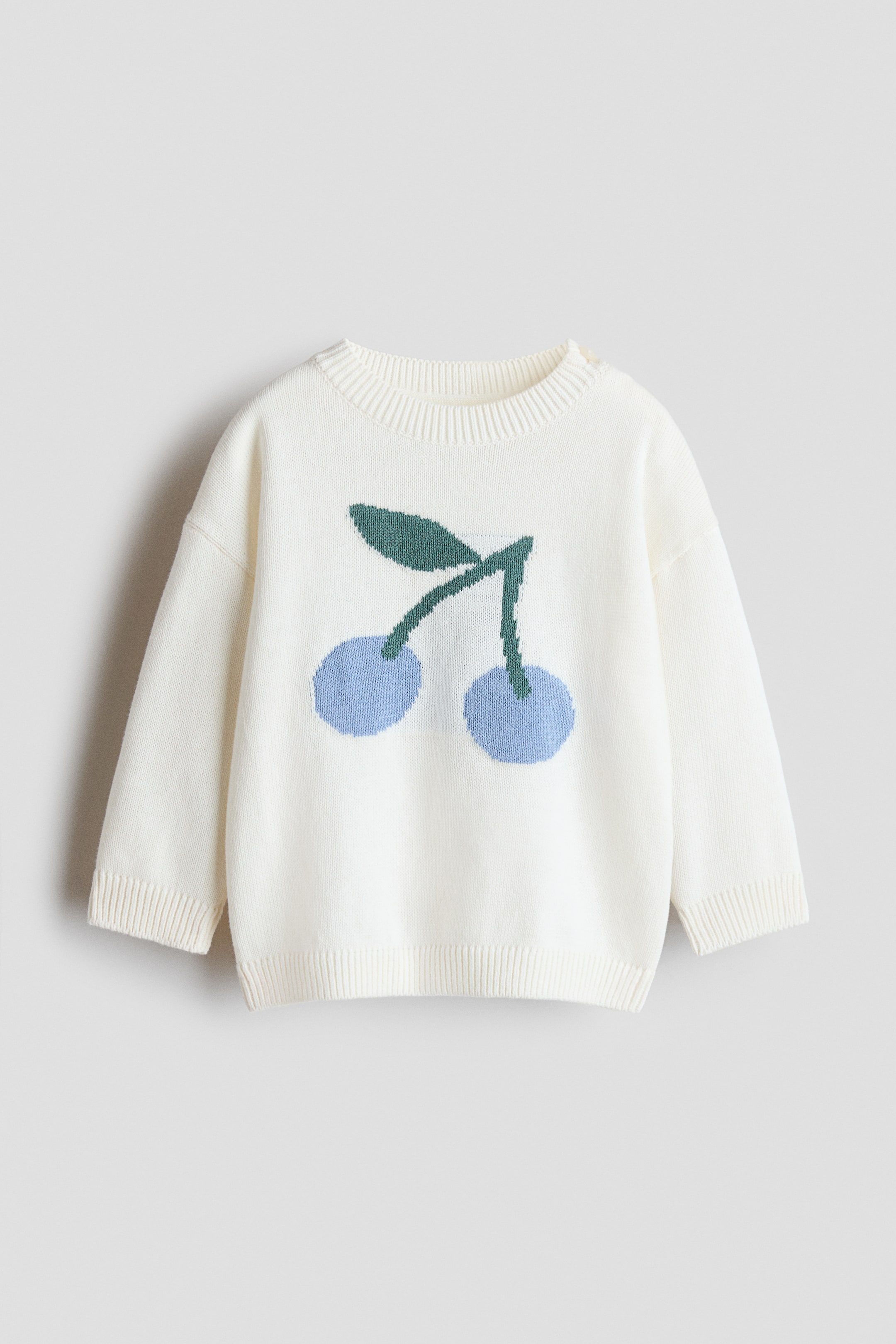 View larger image: Jacquard-knit jumper - White/Cherries - Kids | H&M IE 1