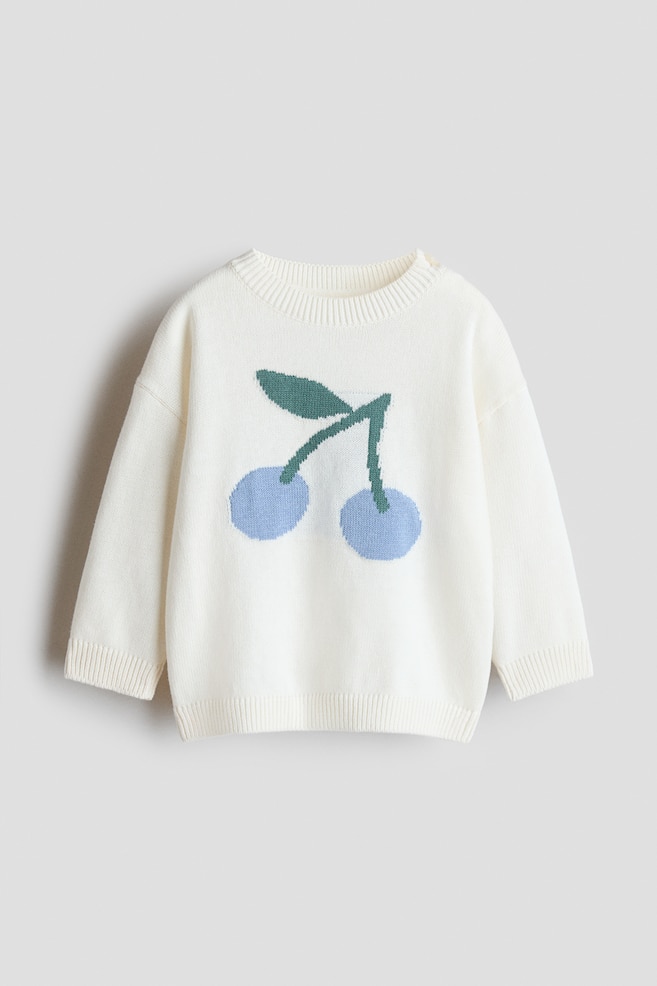 Jacquard-knit jumper - White/Cherries/Pink/Hearts/Turquoise/Beige/Leopard print/Light pink - 1