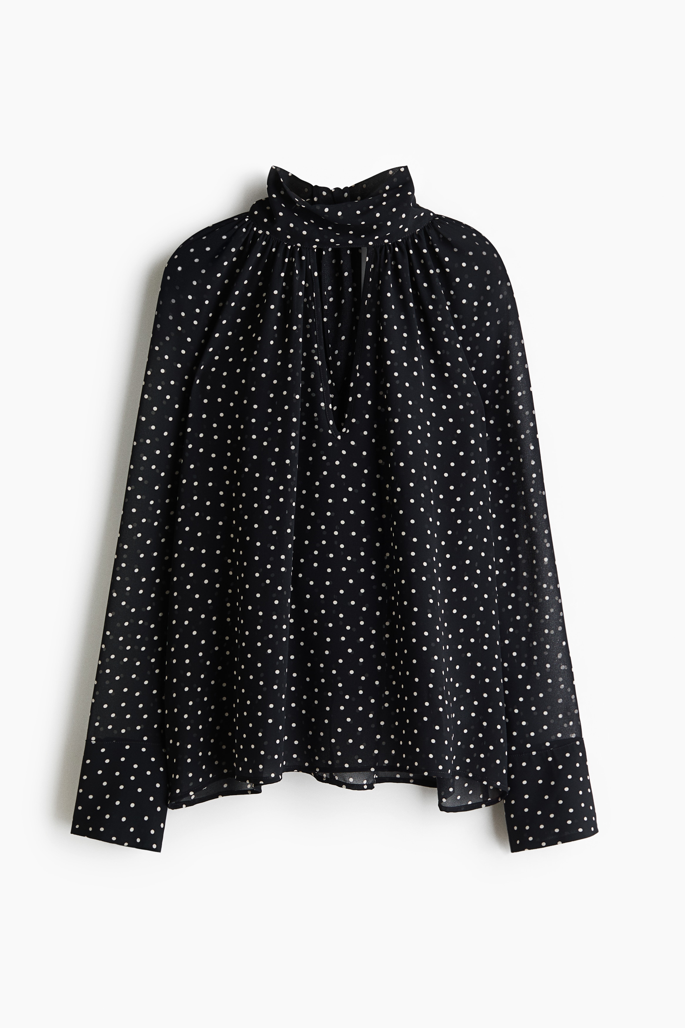 Blouse avec col cravate - Noir/Rouge foncé/Beige/imprimé léopard
