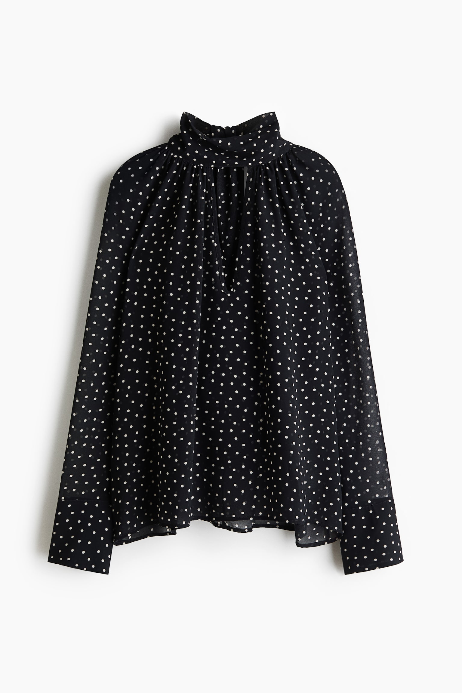 Camicetta con collo a sciarpa - Nero/Beige/leopardato