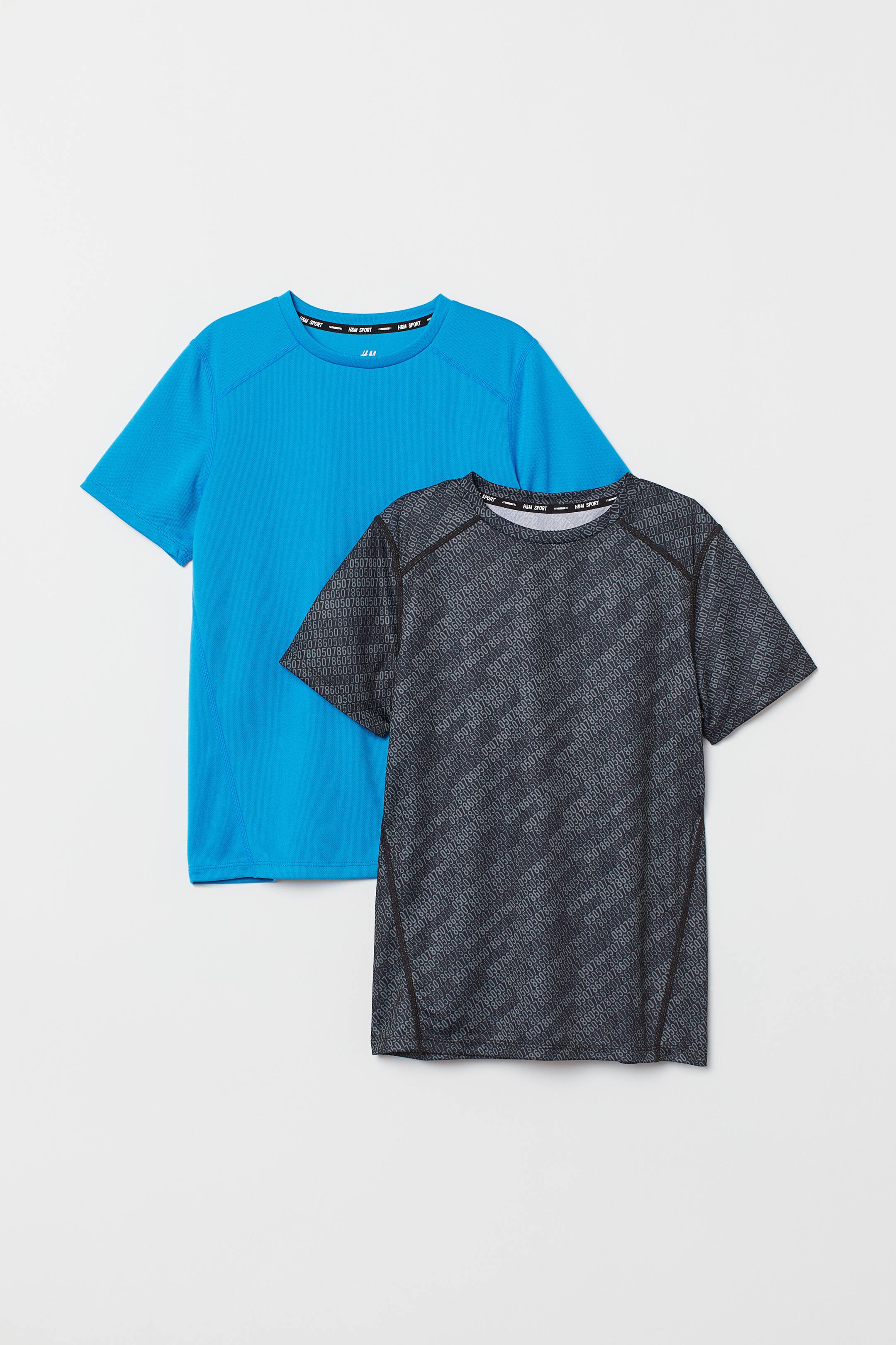 View larger image: 2-pack sports tops - Dark grey/Neon blue - Kids | H&M IE 1