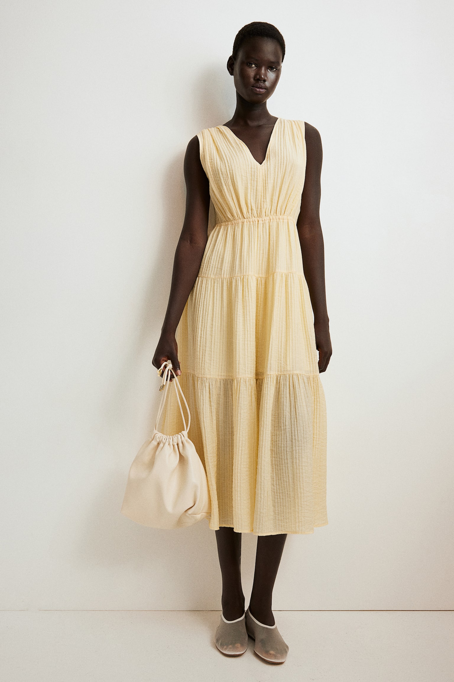 Tiered dress - Light yellow/Olive green/Light blue - 3