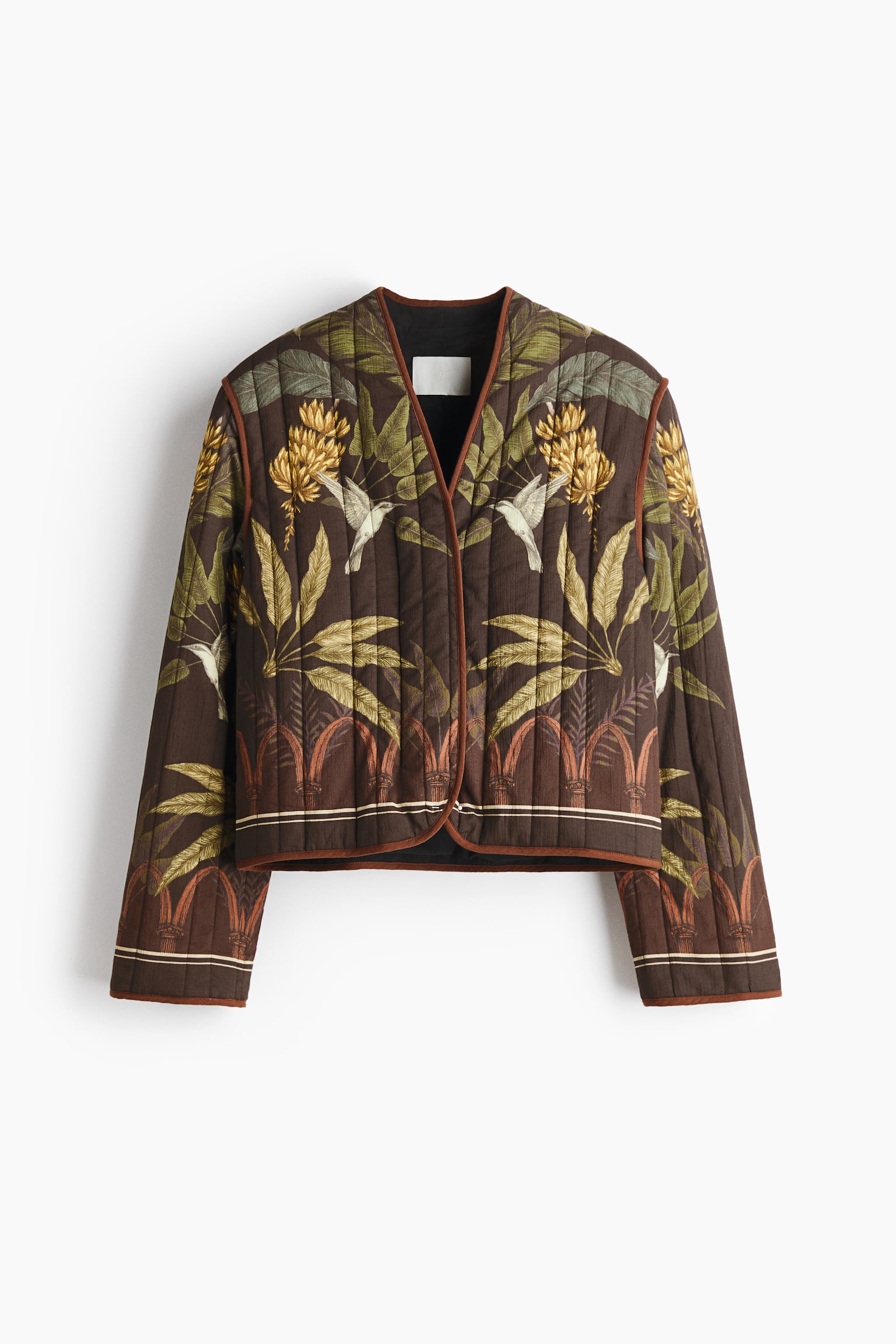 THERMOLITE® Quilted jacket - Dark brown/Plants - 2