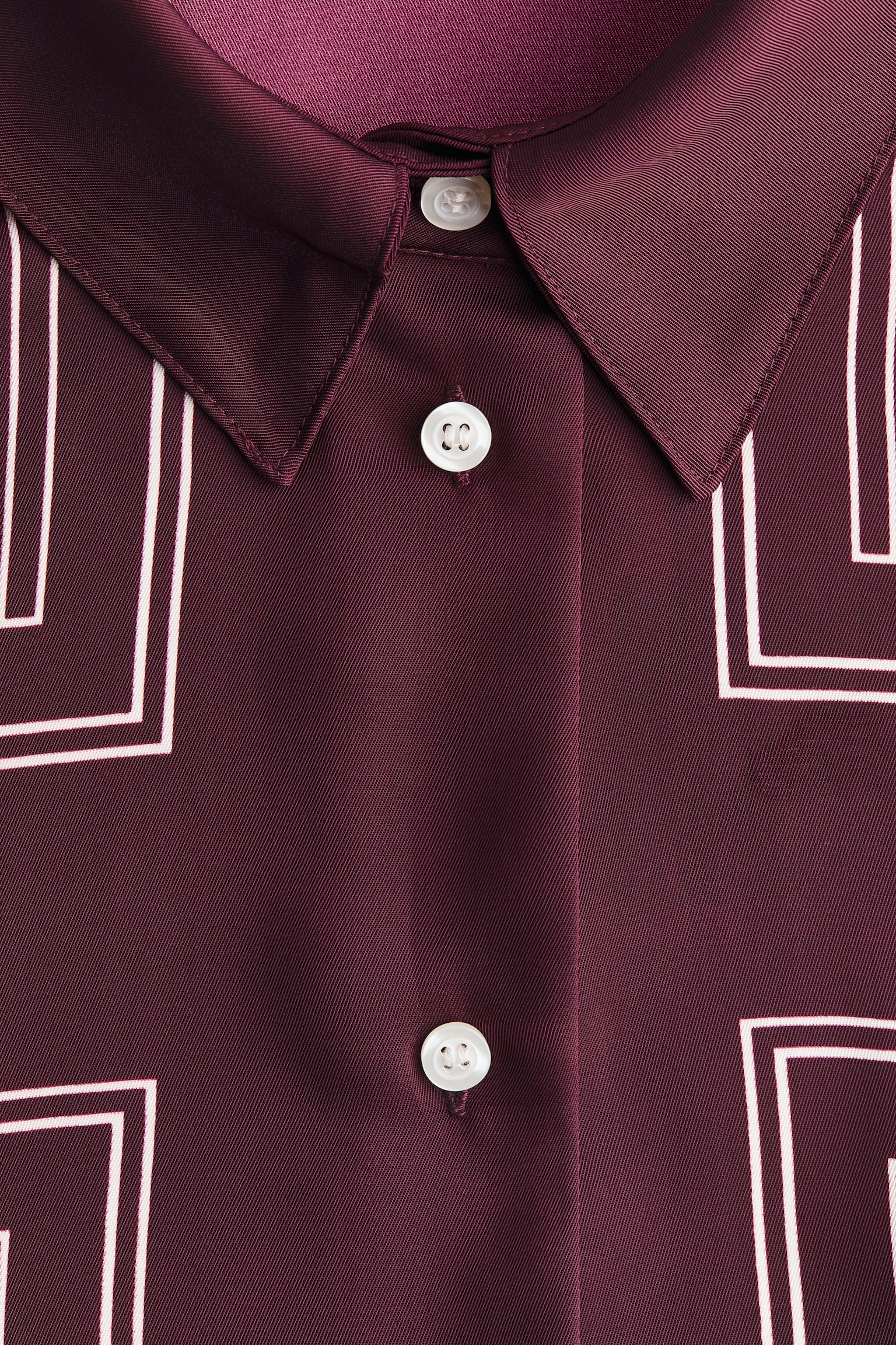 Oversized twill shirt - Burgundy/Patterned/Navy blue/Patterned - 2