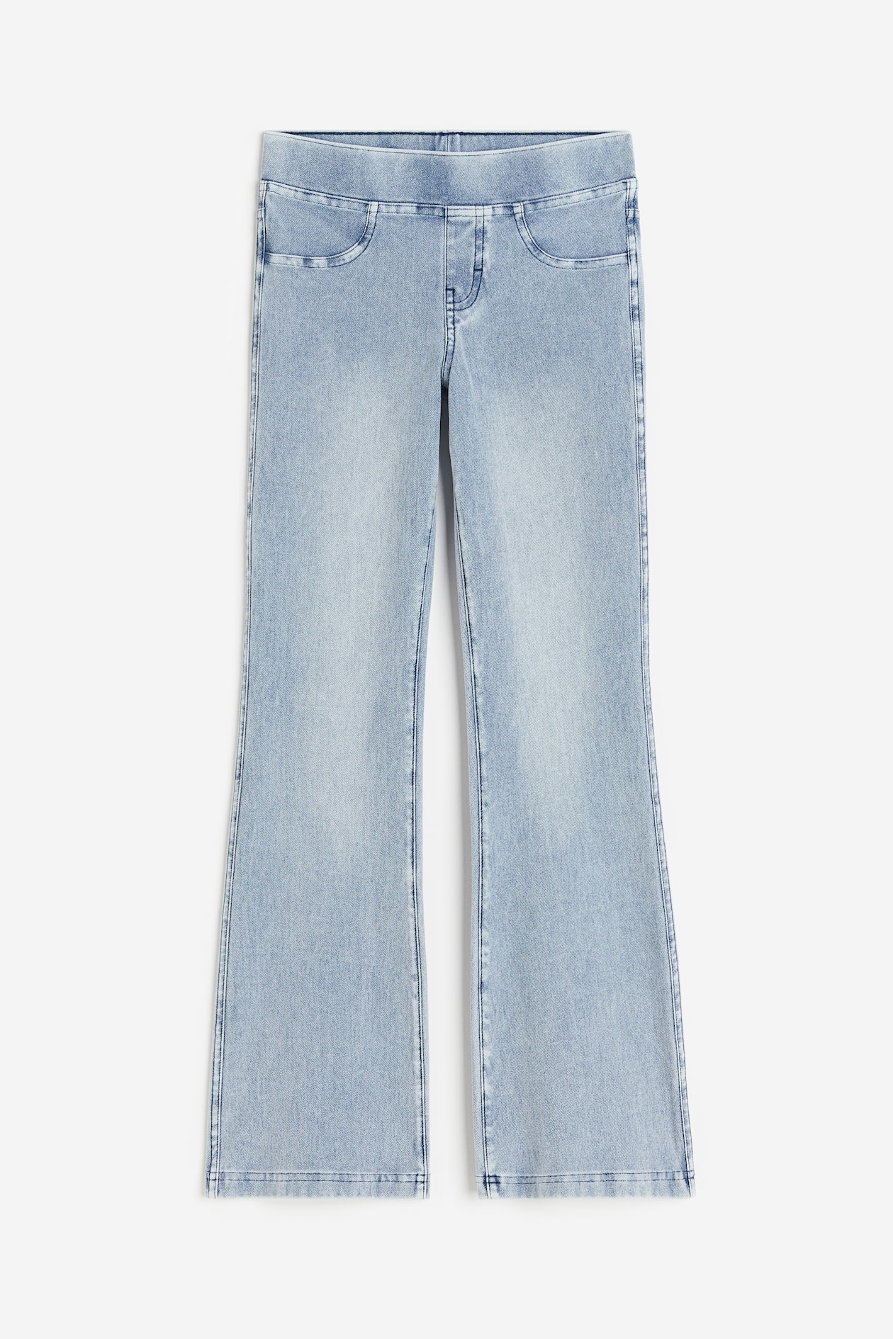 Flared Jersey Pants - Regular waist - Long - Denim blue - Kids | H&M US