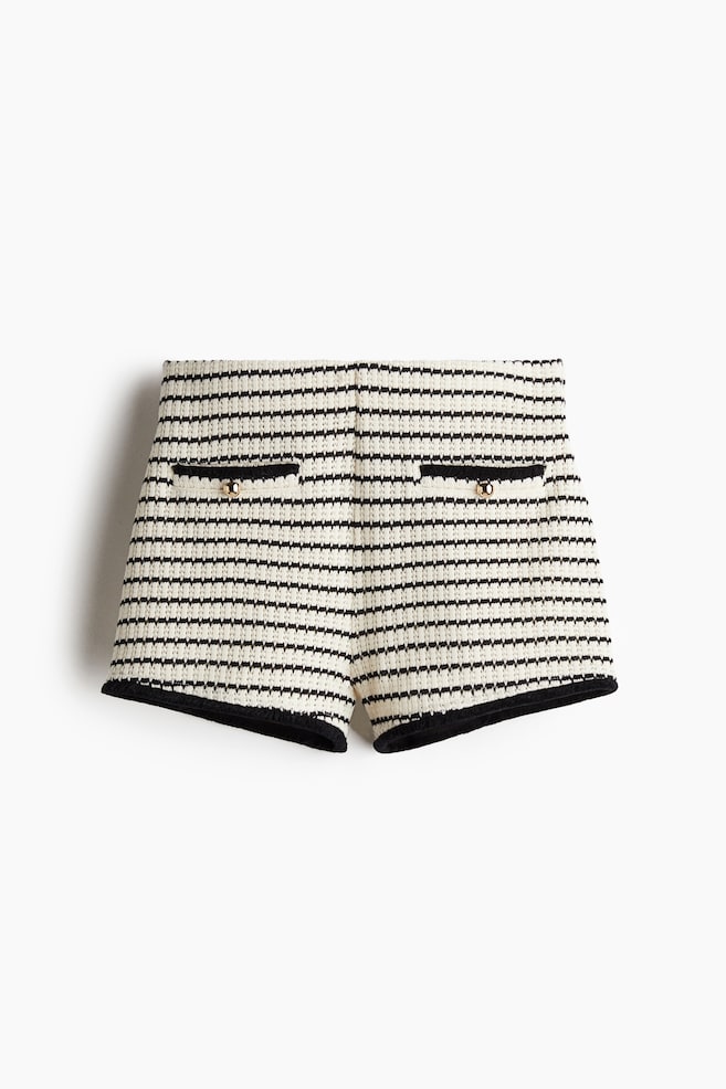 Textured-knit shorts - Cream/Black striped/Cream/Red striped - 1