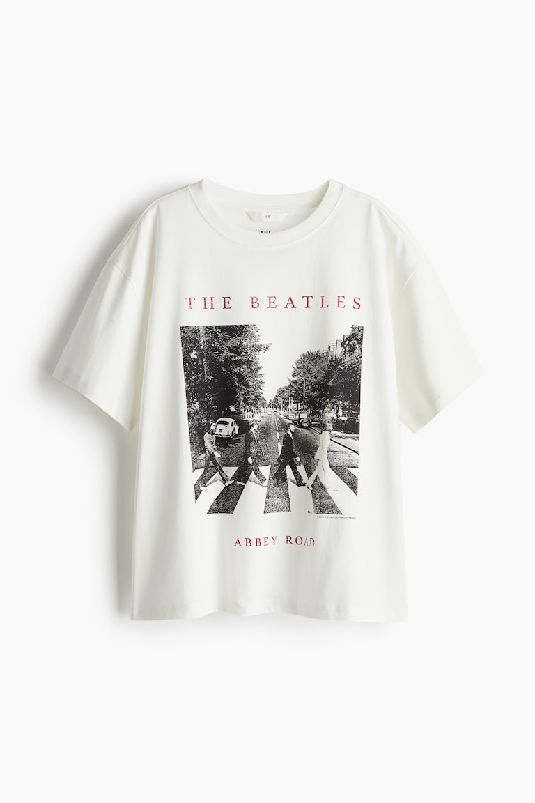 Oversized printed T-shirt White/The Beatles Ladies H&M GB