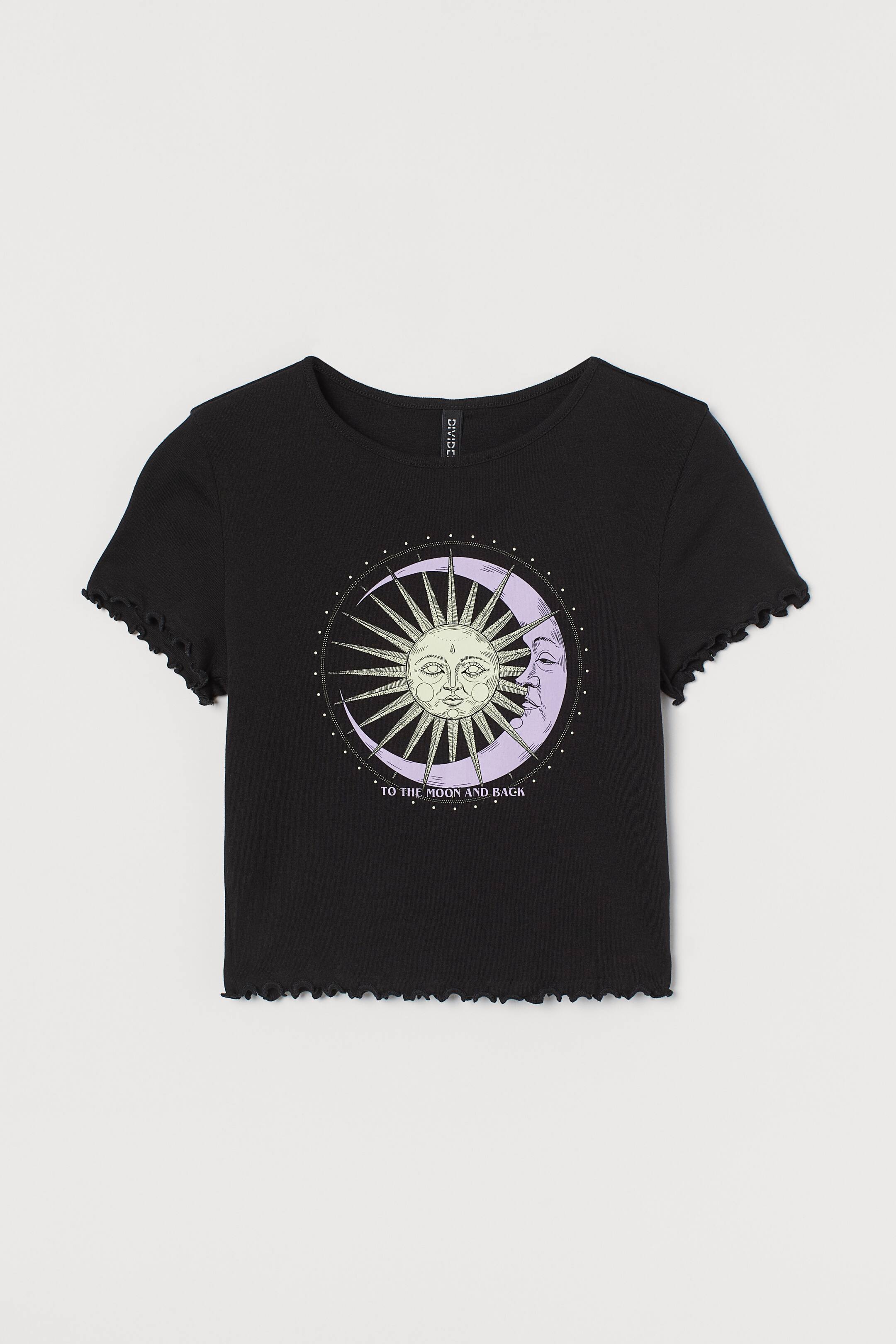 Ingrandisci l'immagine: Top in jersey a costine - Nero/To The Moon And Back - DONNA | H&M CH 1