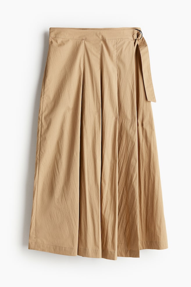 Falda plisada de diseño cruzado - Beige - 1