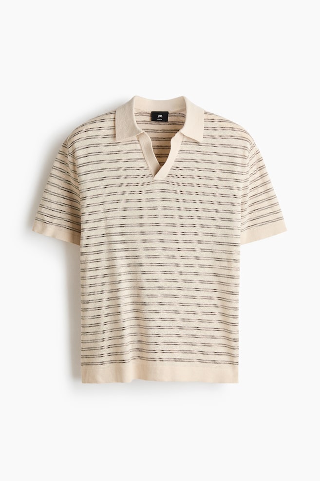 Regular-Fit Linen-Blend Polo Shirt - Beige/striped/Brown/striped/Black/striped/Dark khaki green/striped - 1