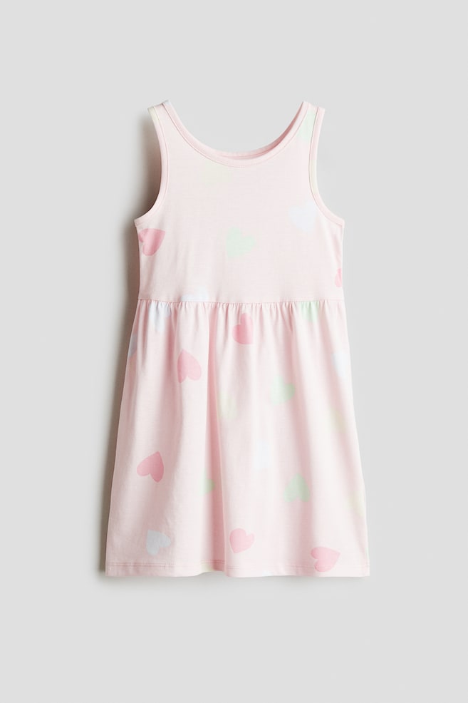 Patterned Jersey Dress - Light pink/hearts/White/patterned - 1