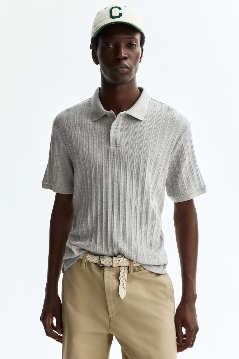 Polo majica od reljefnog žerseja Slim Fit