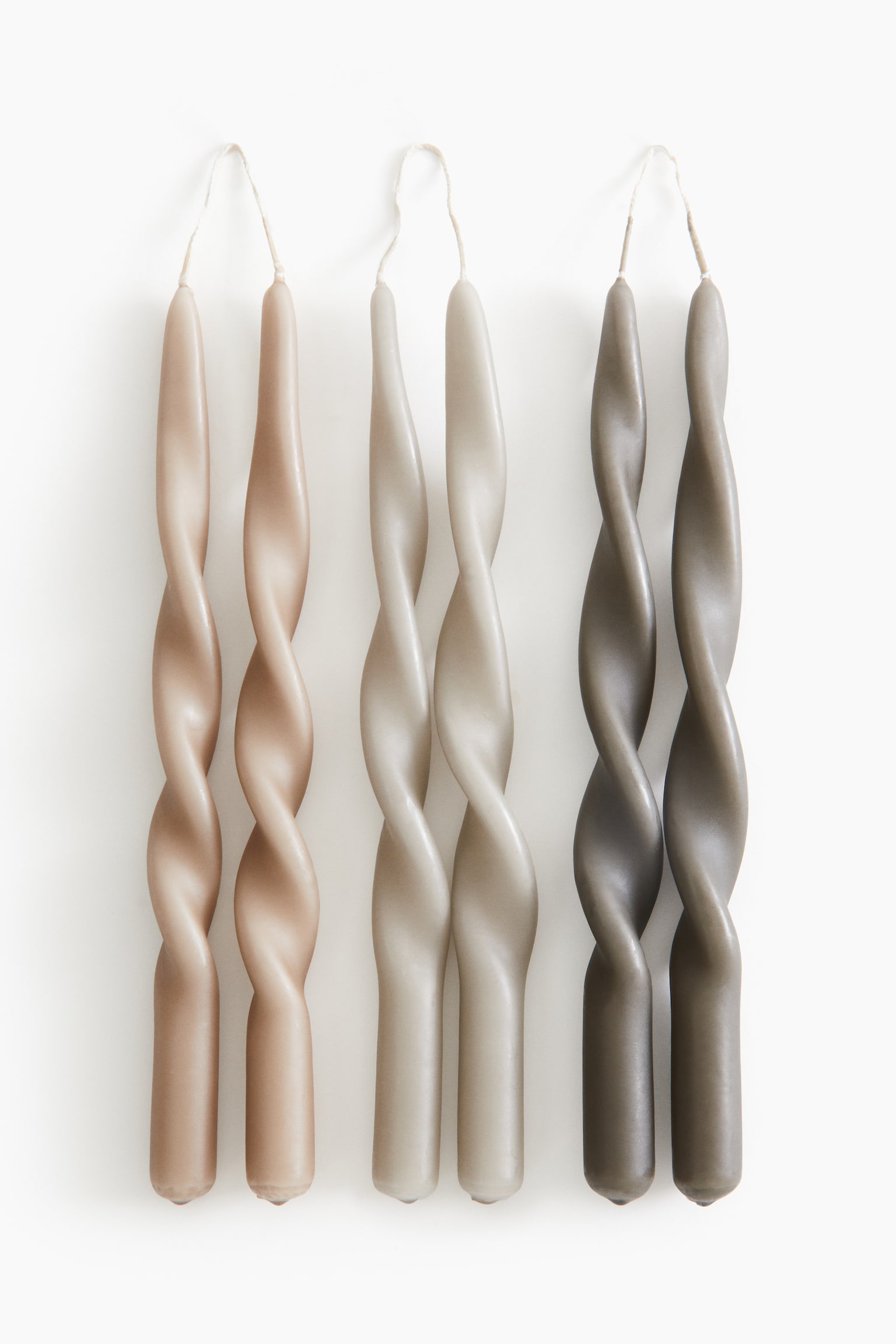 6-pack spiral taper candles - Beige/Greige/Red - 1