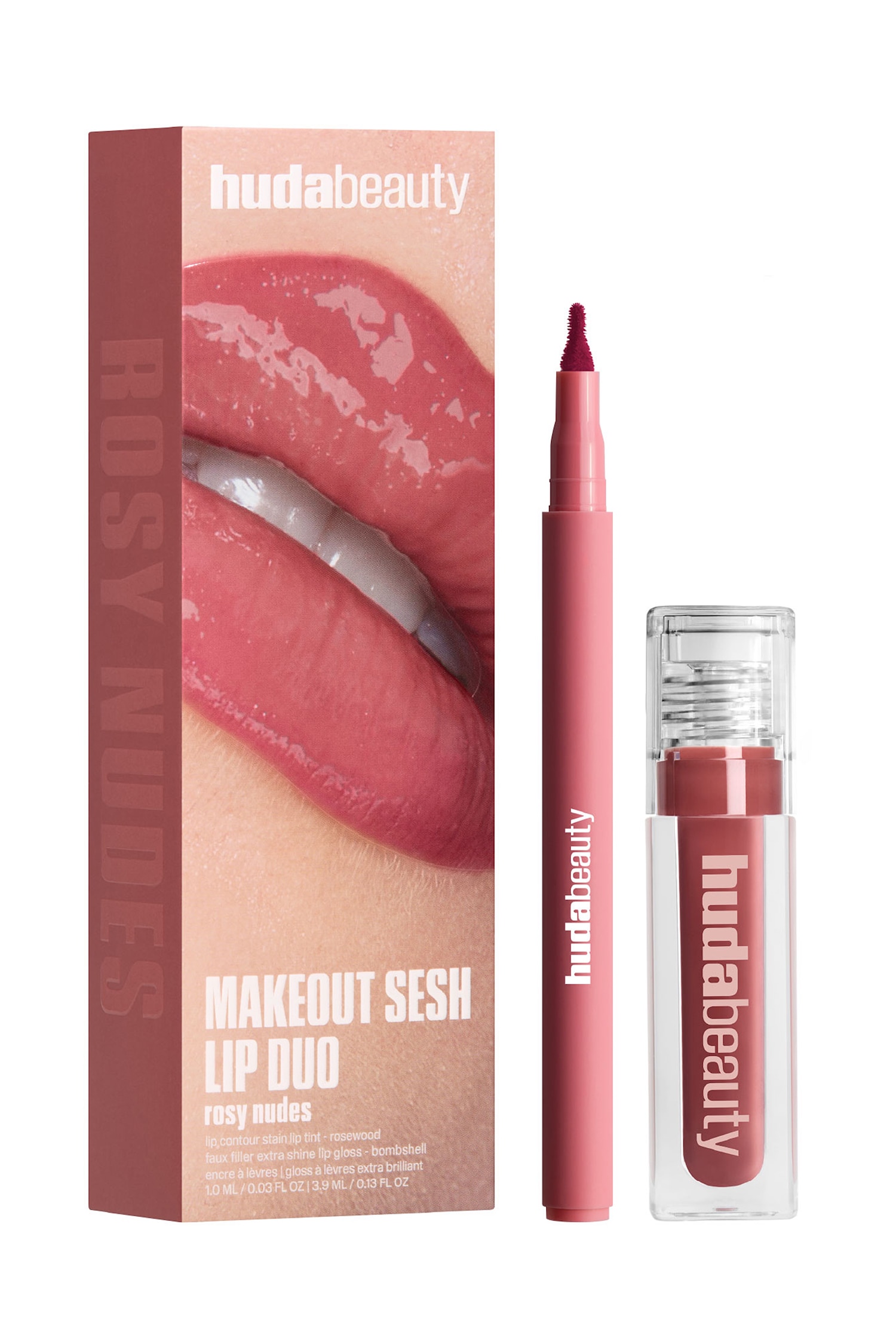 HUDA BEAUTY - Makeout Sesh Lip Duo Rosy Nudes - Rosy Nudes