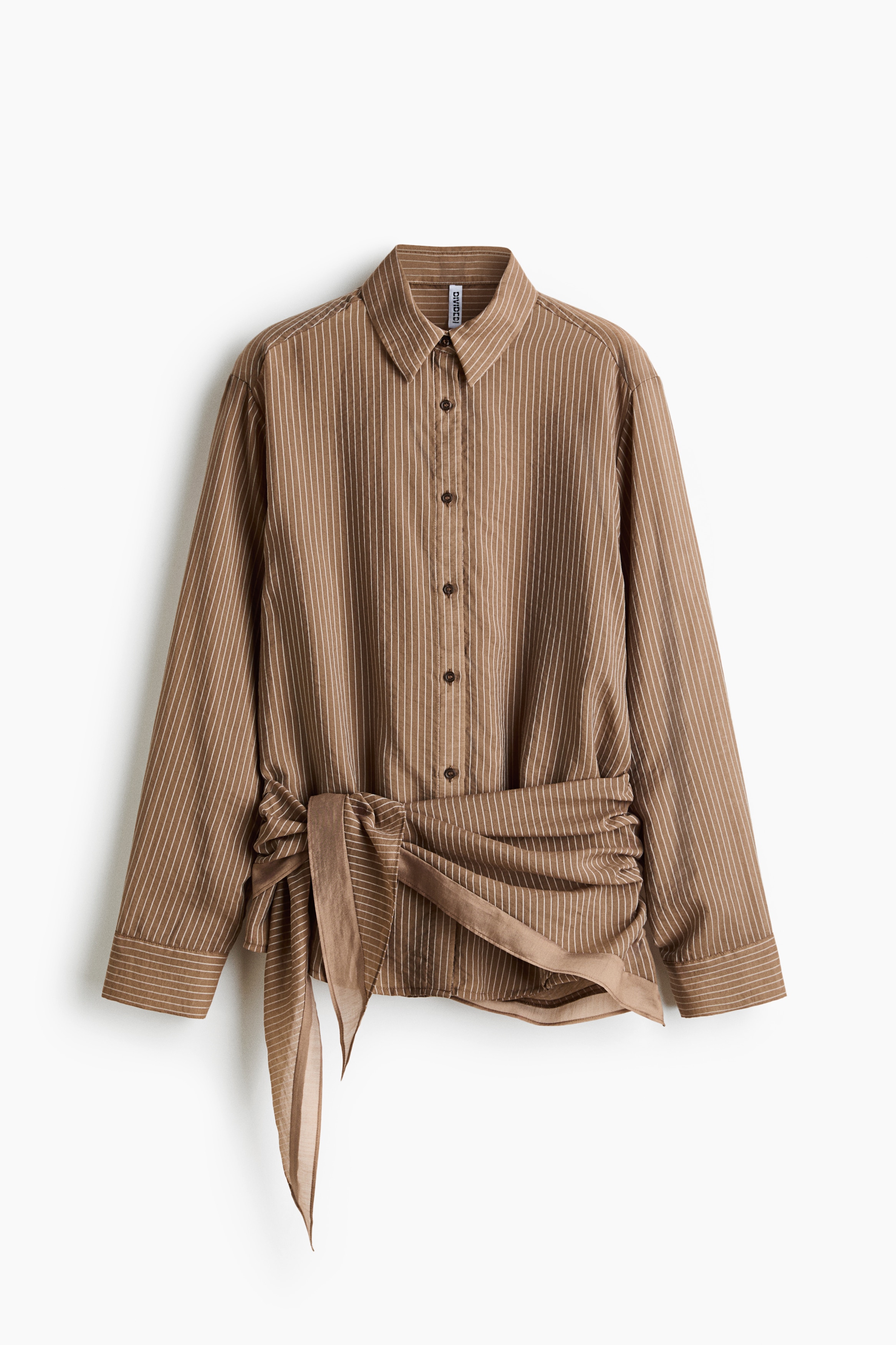 Scarf-detail shirt - Dark beige/Pinstriped/Black/Pinstriped/White/Striped