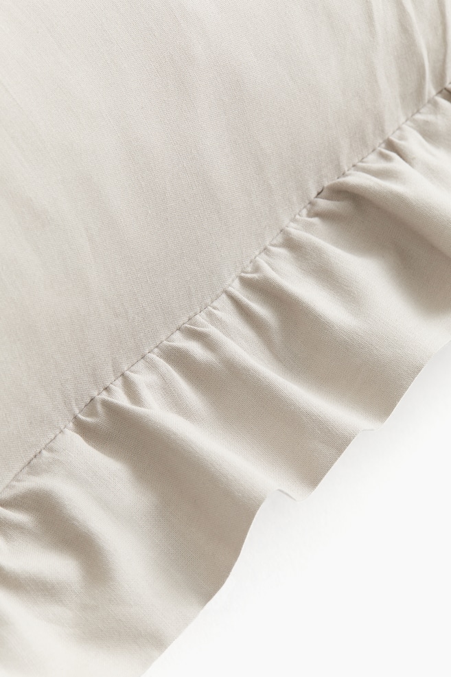 Ruffle-Trimmed Cotton Cushion Cover-Light taupe - 4