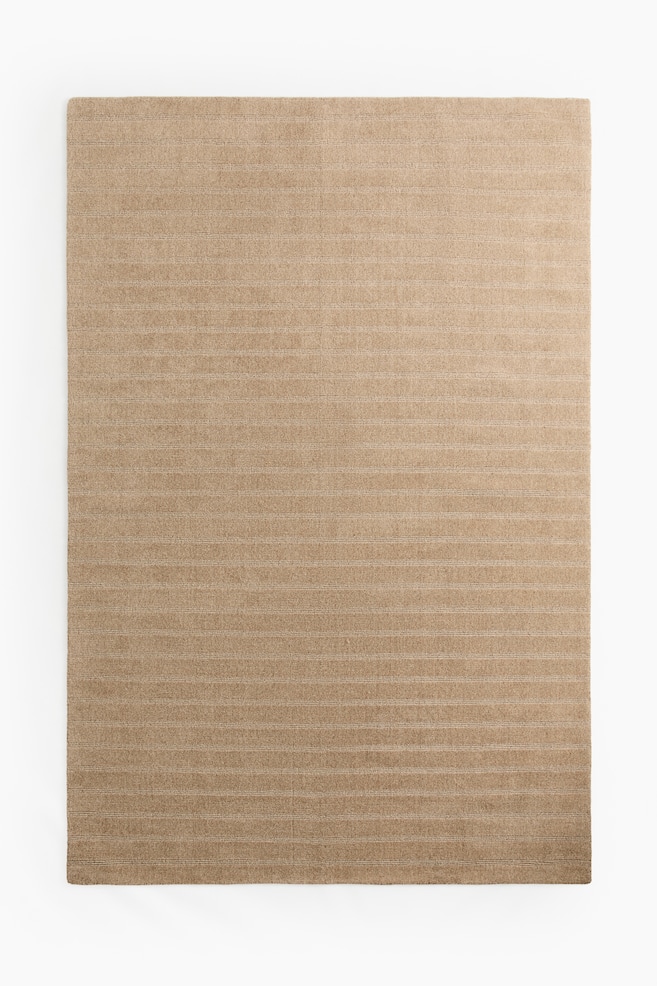 Large handwoven wool-blend rug - Dark beige/Light beige - 1