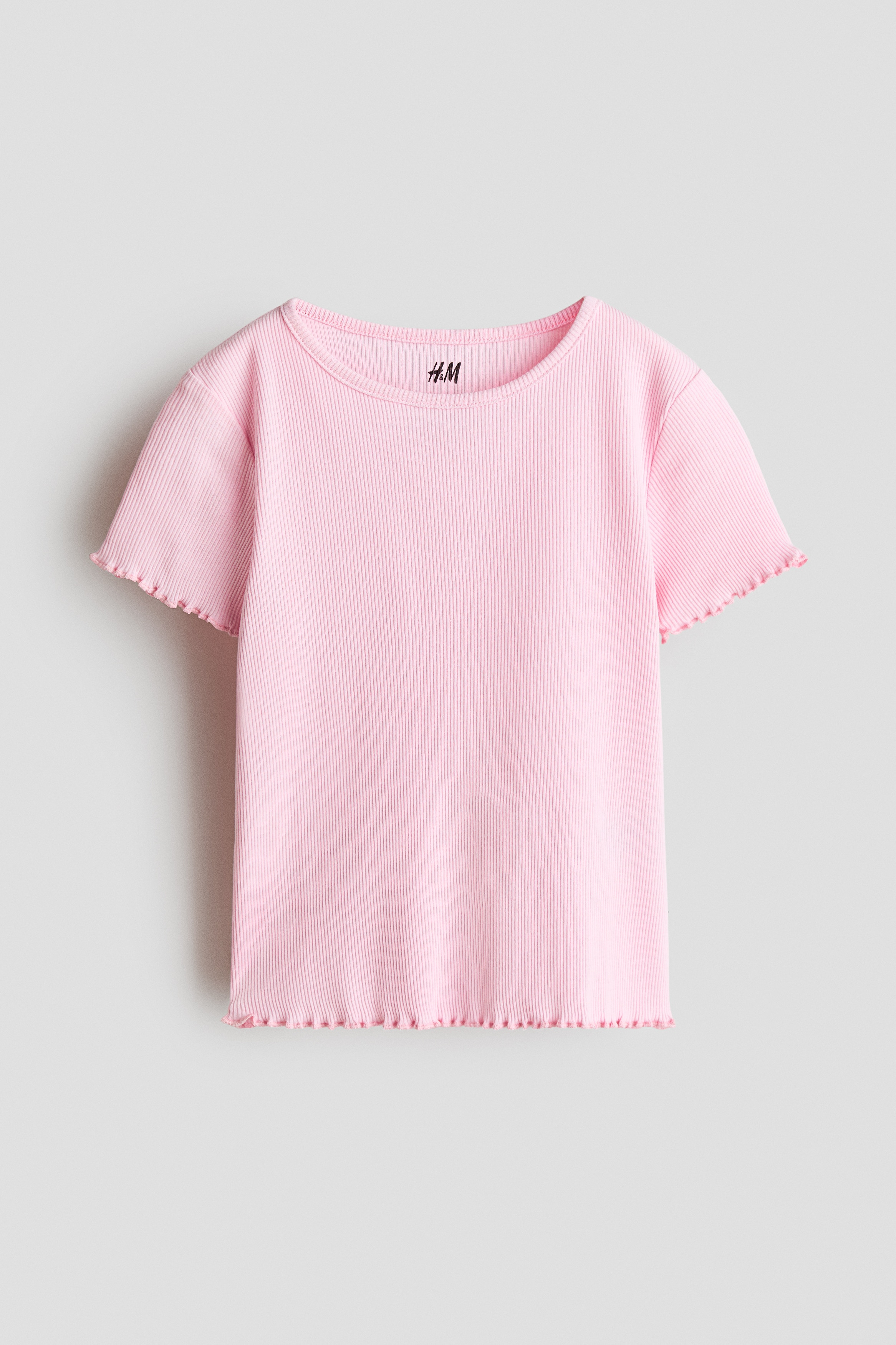 Overlocked Ribbed T-Shirt - Light pink - Kids | H&M US