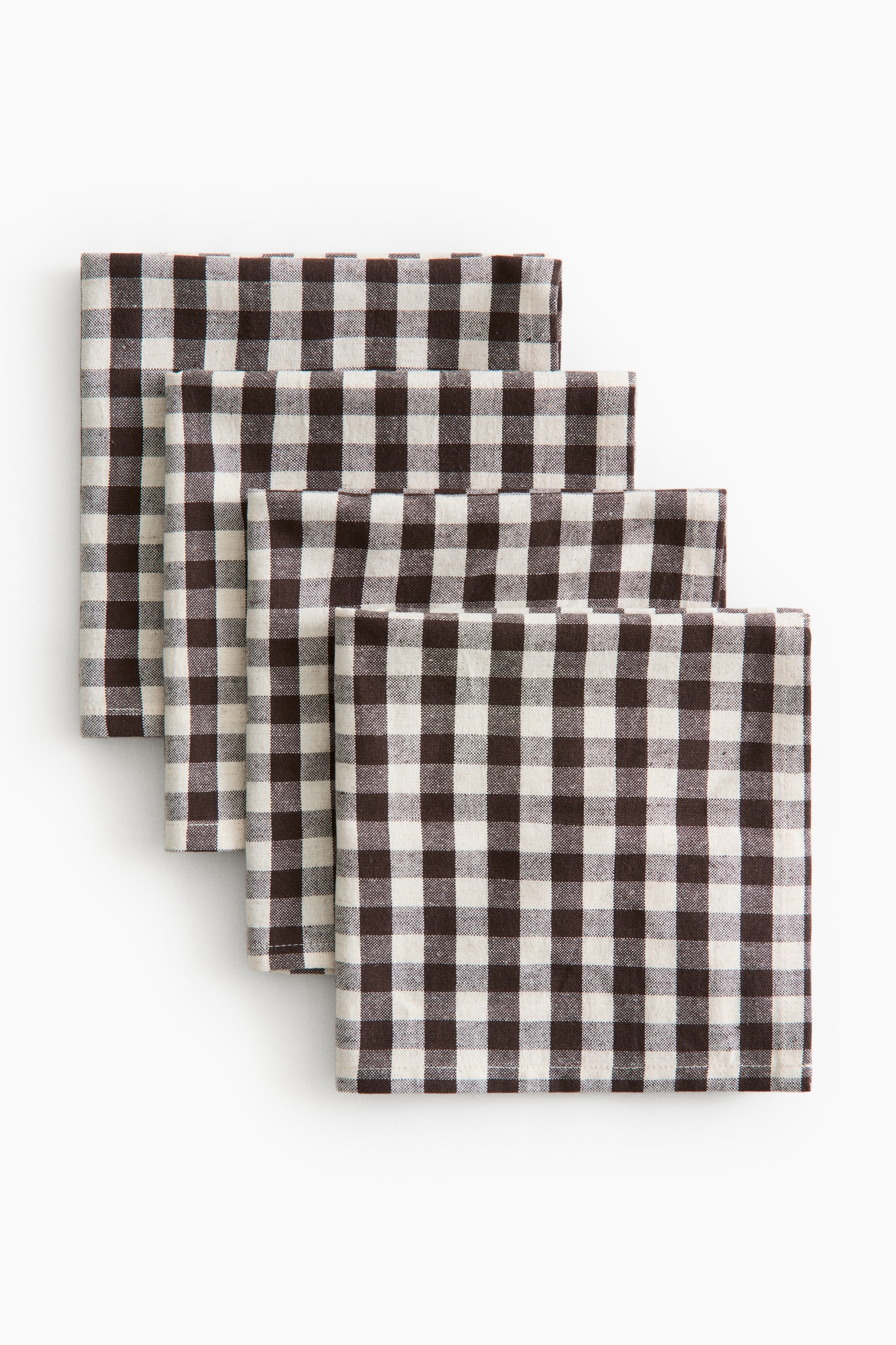 Ver imagen más grande: Pack de 4 servilletas de algodón - Marrón oscuro/Cuadros vichy - HOME | H&M ES 3