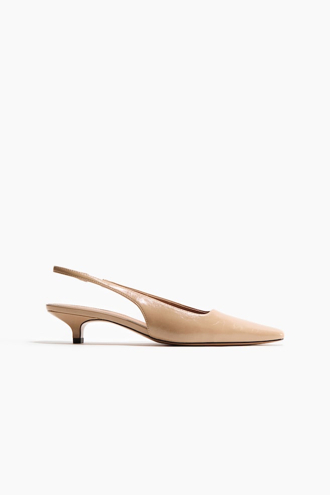 Escarpins à bride arrière avec talon kitten heel - Beige/Marron foncé - 1