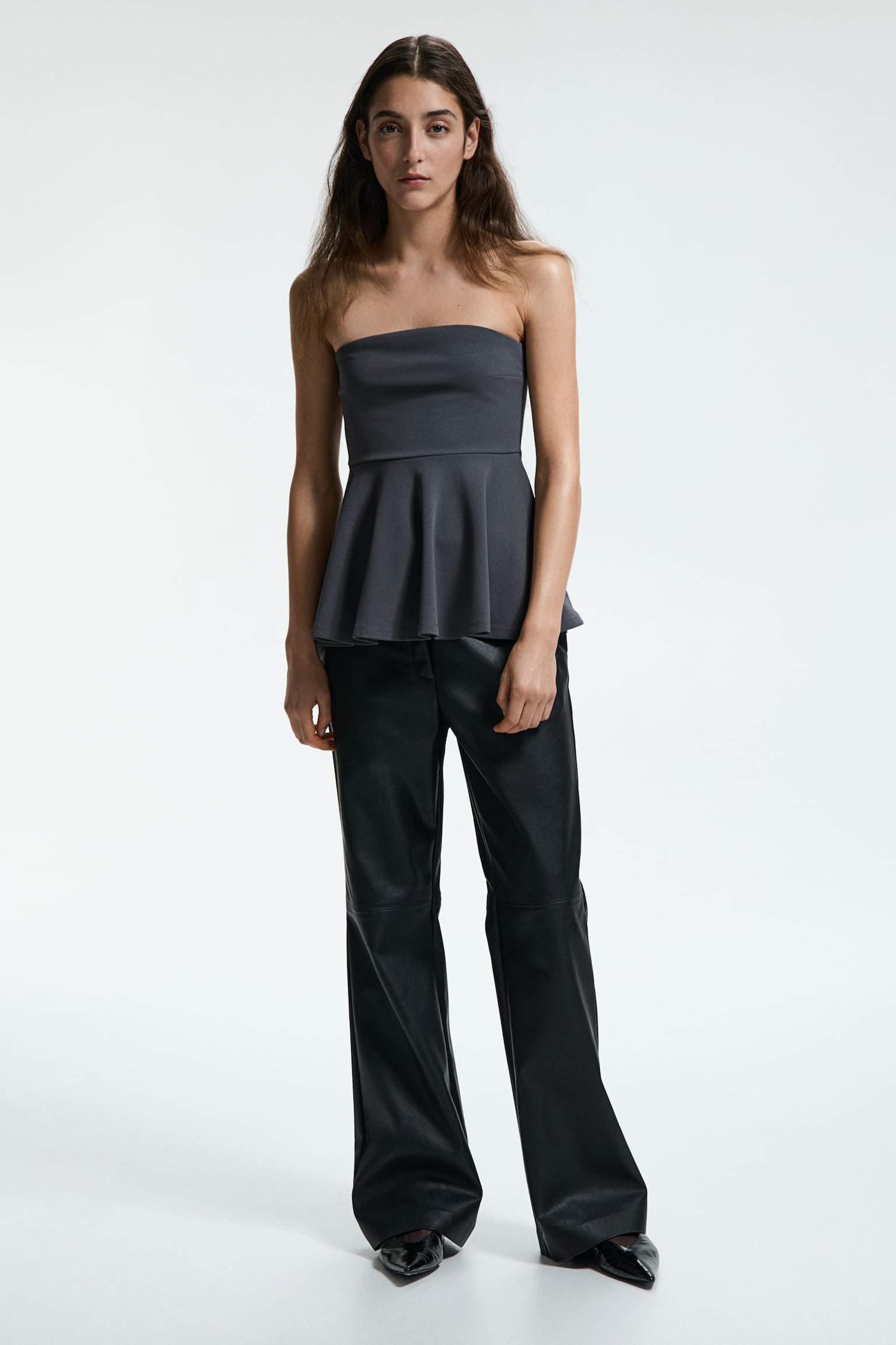 Bandeau peplum top - Dark grey/Black - 5